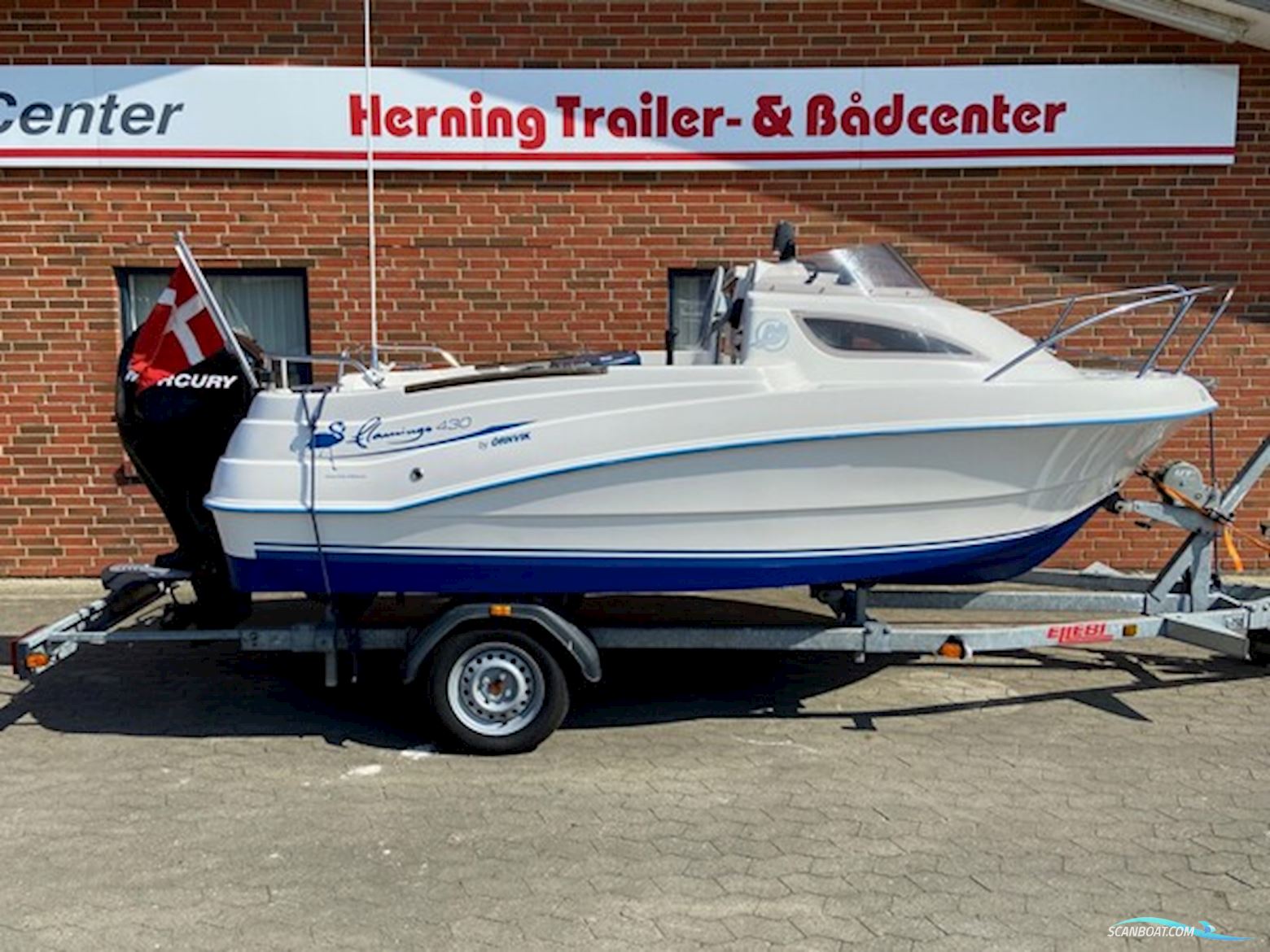 Ørnvik 430 Flamingo m/Mercury F50 hk Efi og Brenderup Basic Motorbåd 2007, med Mercury motor, Danmark