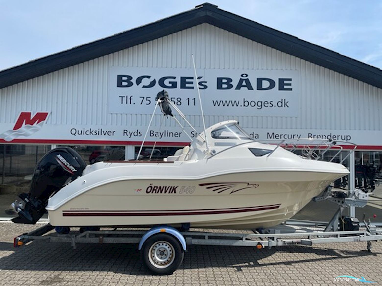 Ørnvik 540 Cruiser Med 150 hk Mercury-Efi 4-Takt 3,0L og Brenderup Bådtrailer - Anvisningssalg Motorbåd 2003, med Mercury motor, Danmark
