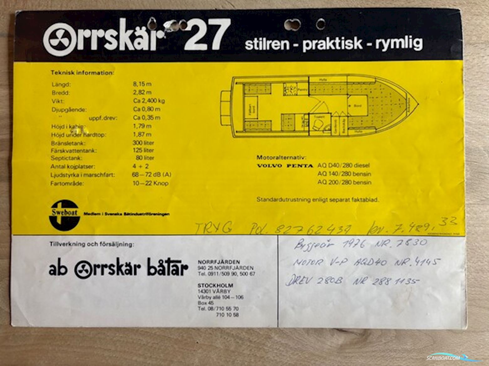 Orrskär 27 – Klassisk Svensk Kvalitetsbåd Med Nyrenoveret Motor (1978)