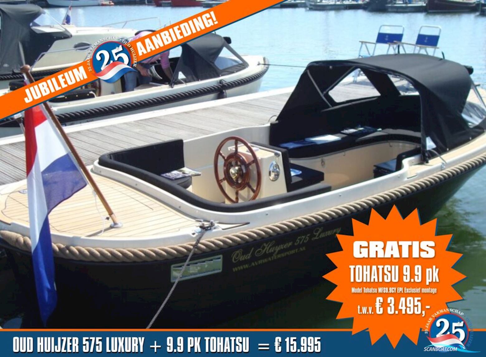 Oudhuijzer 575 Luxury, JUBILEUM nu met GRATIS Tohatsu 10 pk Motorbåd 2025, Holland