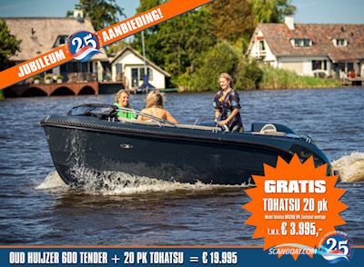 Oudhuijzer 600 Tender Jubileum nu Met Gratis Tohatsu 20 pk Motorbåd 2025, Holland