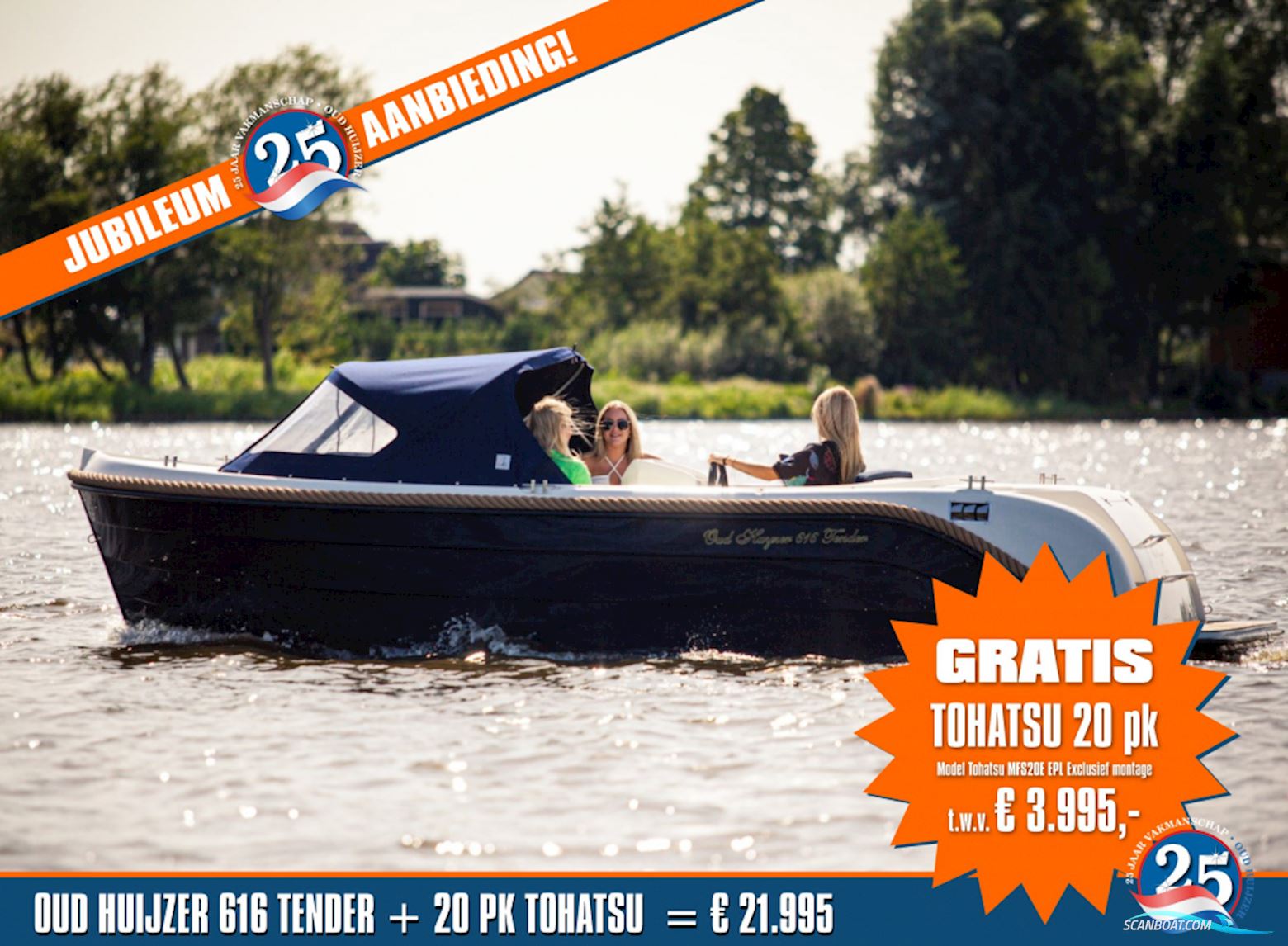 Oudhuijzer 616 Tender Jubileum, nu Met Gratis Tohatsu 20 pk Motorbåd 2025, Holland