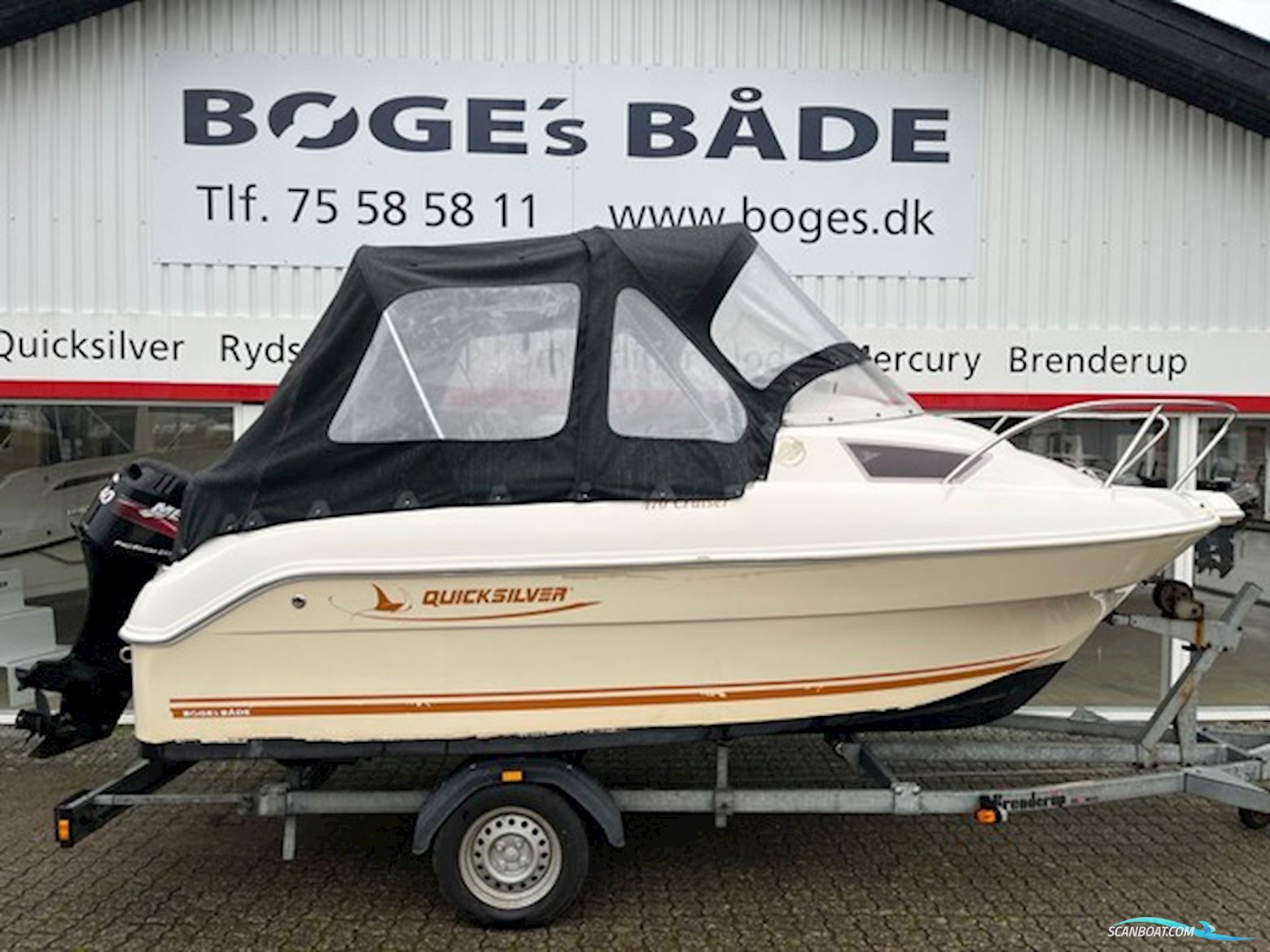 Quicksilver 470 Cruiser Med 40 hk Mercury-Efi 4 Takt og 1000 kg Brenderup Bådtrailer Motorbåd 2008, med Mercury motor, Danmark