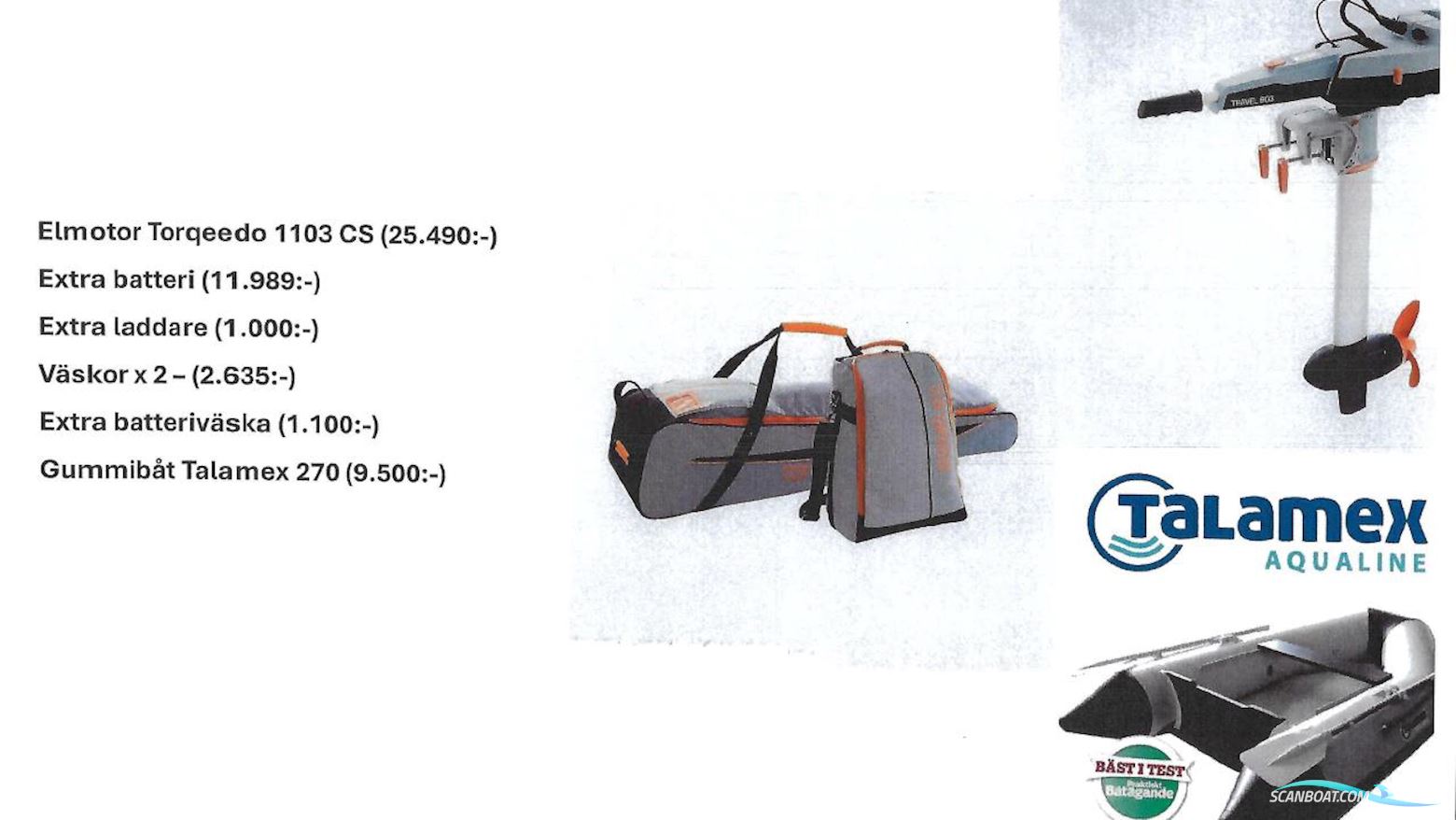 Talamex  270 jolle Motorbåd 2020, med Torqeedo motor, Sverige