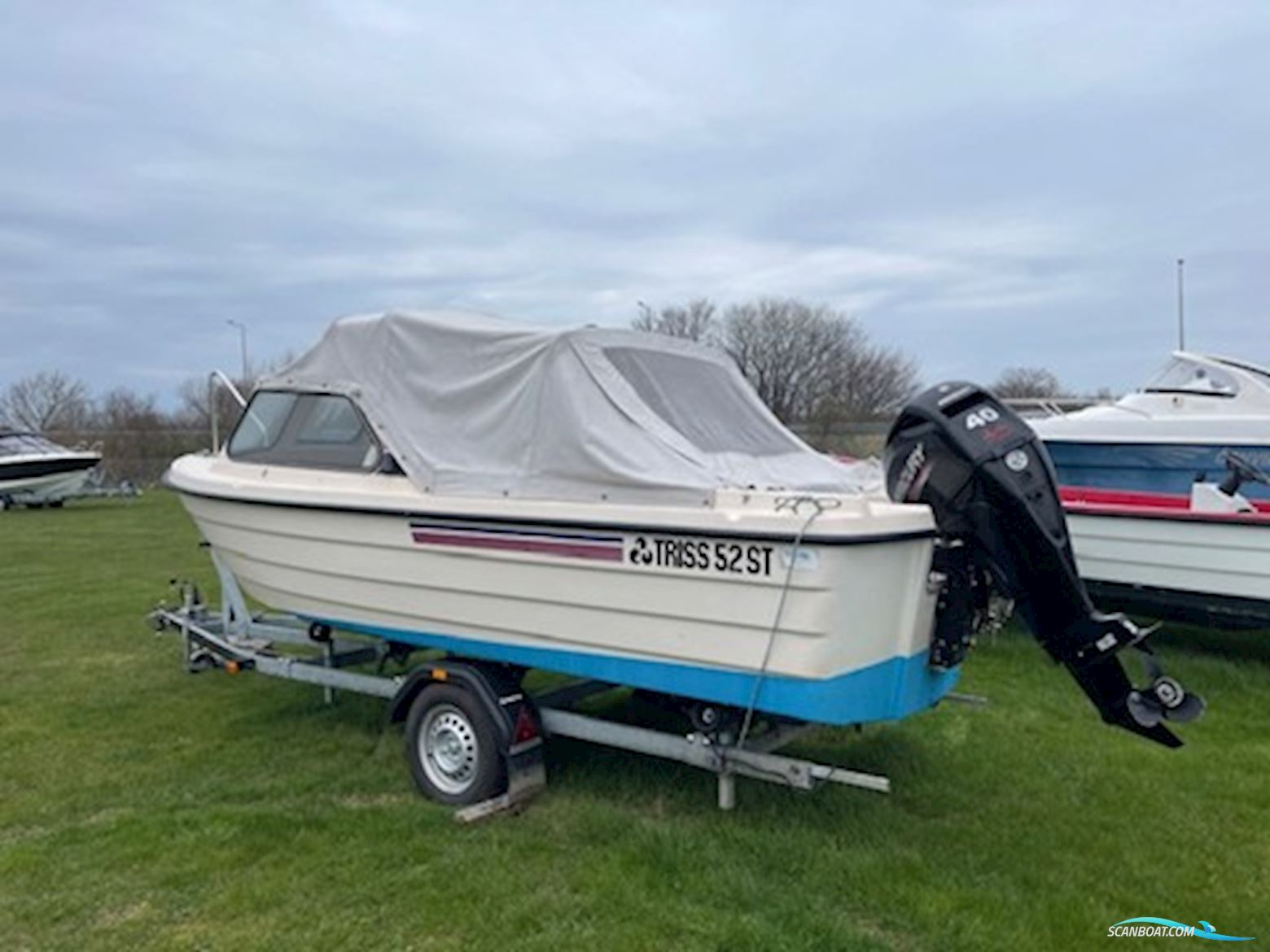 Triss 52 ST Med Mercury F40 Efi Elpt Samt Brenderup Trailer Motorbåd 1986, med Mercury motor, Danmark