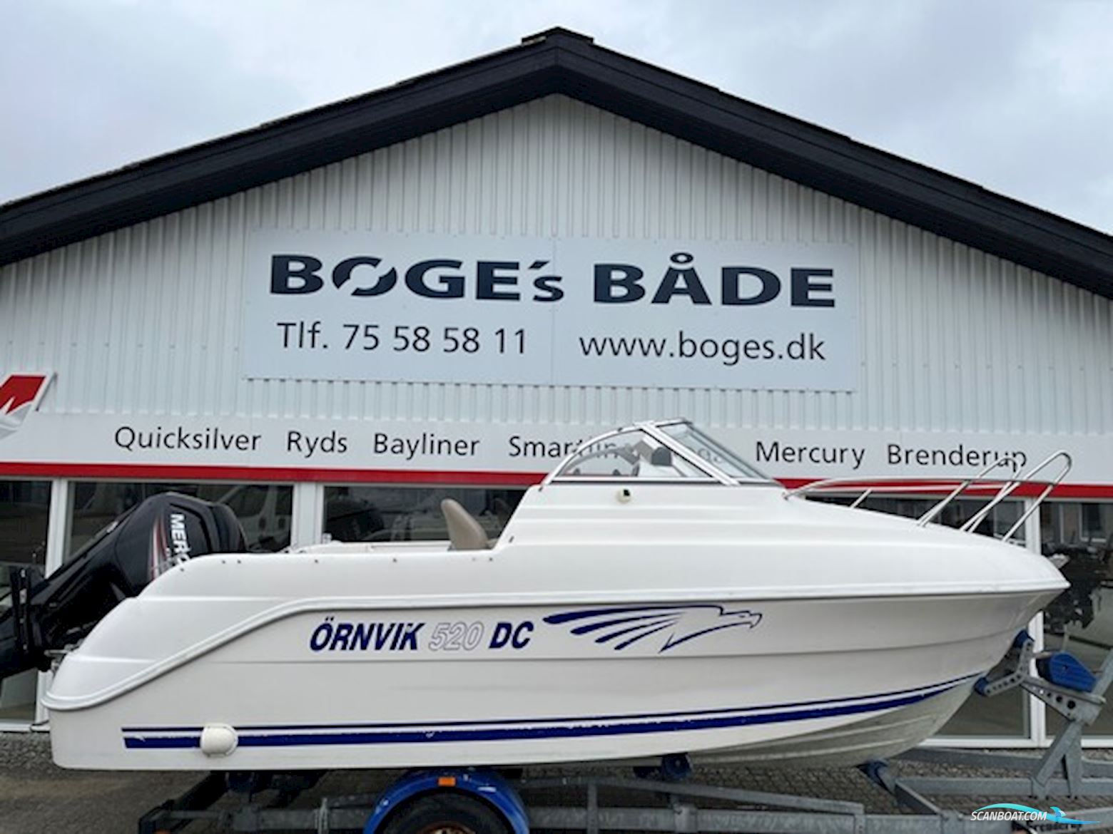 Ørnvik 520 DC med F100 Mercury-EFI CT 2,1L og 1300 kg Brenderup trailer 