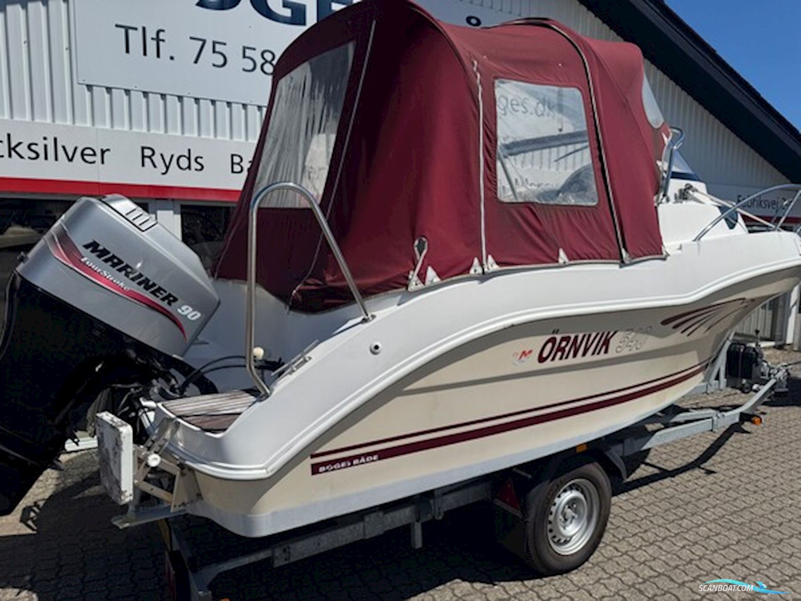 Ørnvik 540 Cruiser med 90 hk Mercury 4 takt 16V 1,6L og 1500 kg Brenderup Premium bådtrailer
