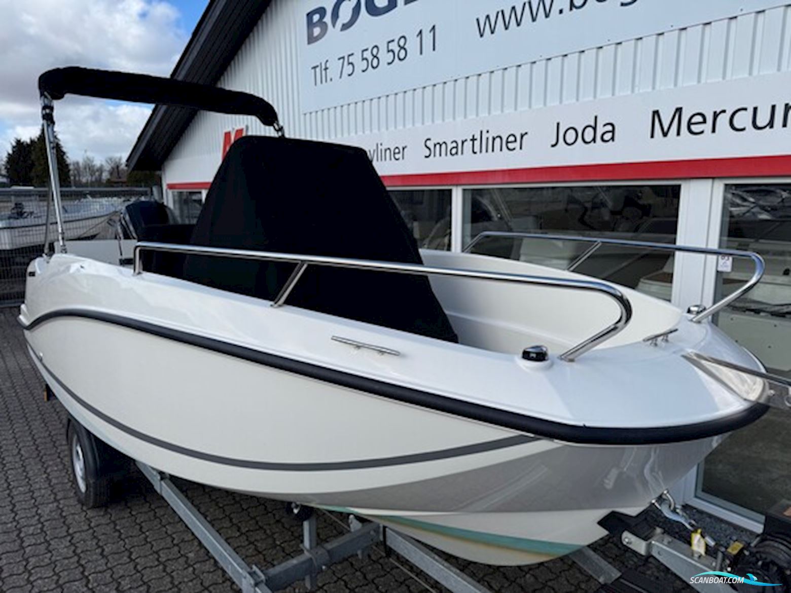 Quicksilver Activ 505 Open Med F100 Mercury og 1000 kg Brenderup 181000B Premium Bådtrailer