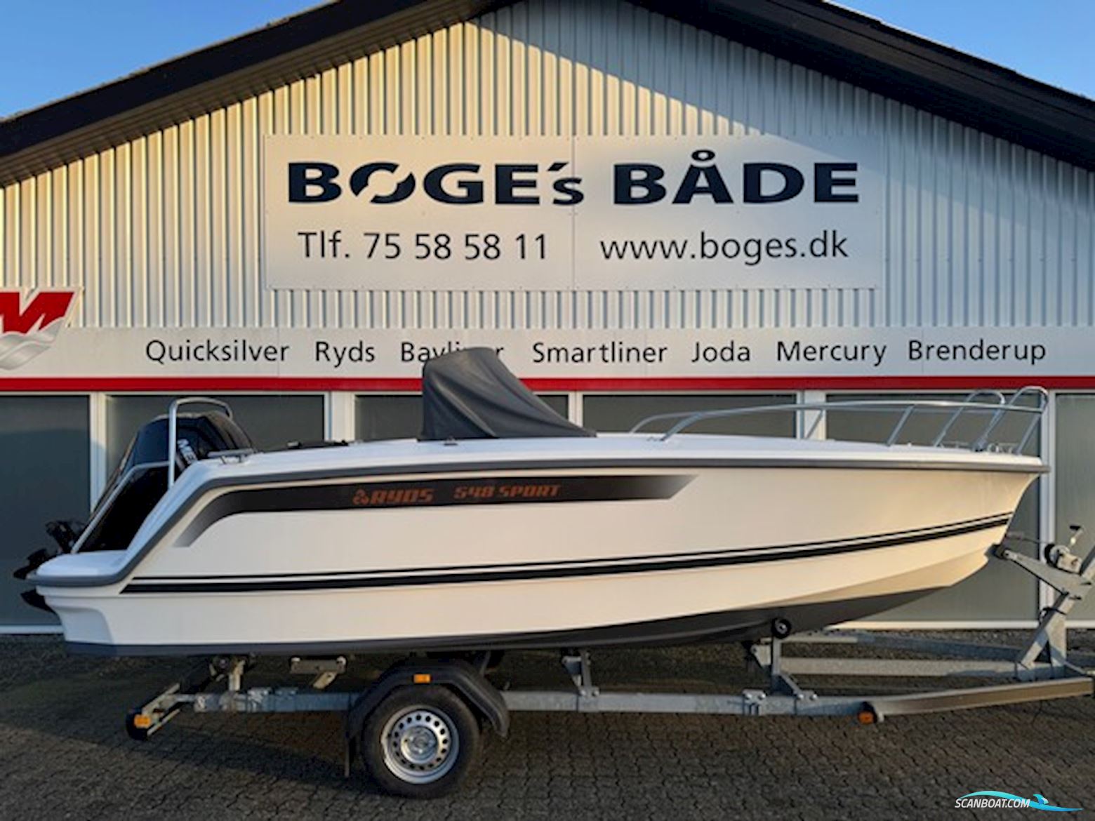 Ryds 548 Sport med F100 Mercury-EFI 4 takt 2,1L og 1000 kg Brenderup bådtrailer Motorbåt 2019, med Mercury motor, Danmark