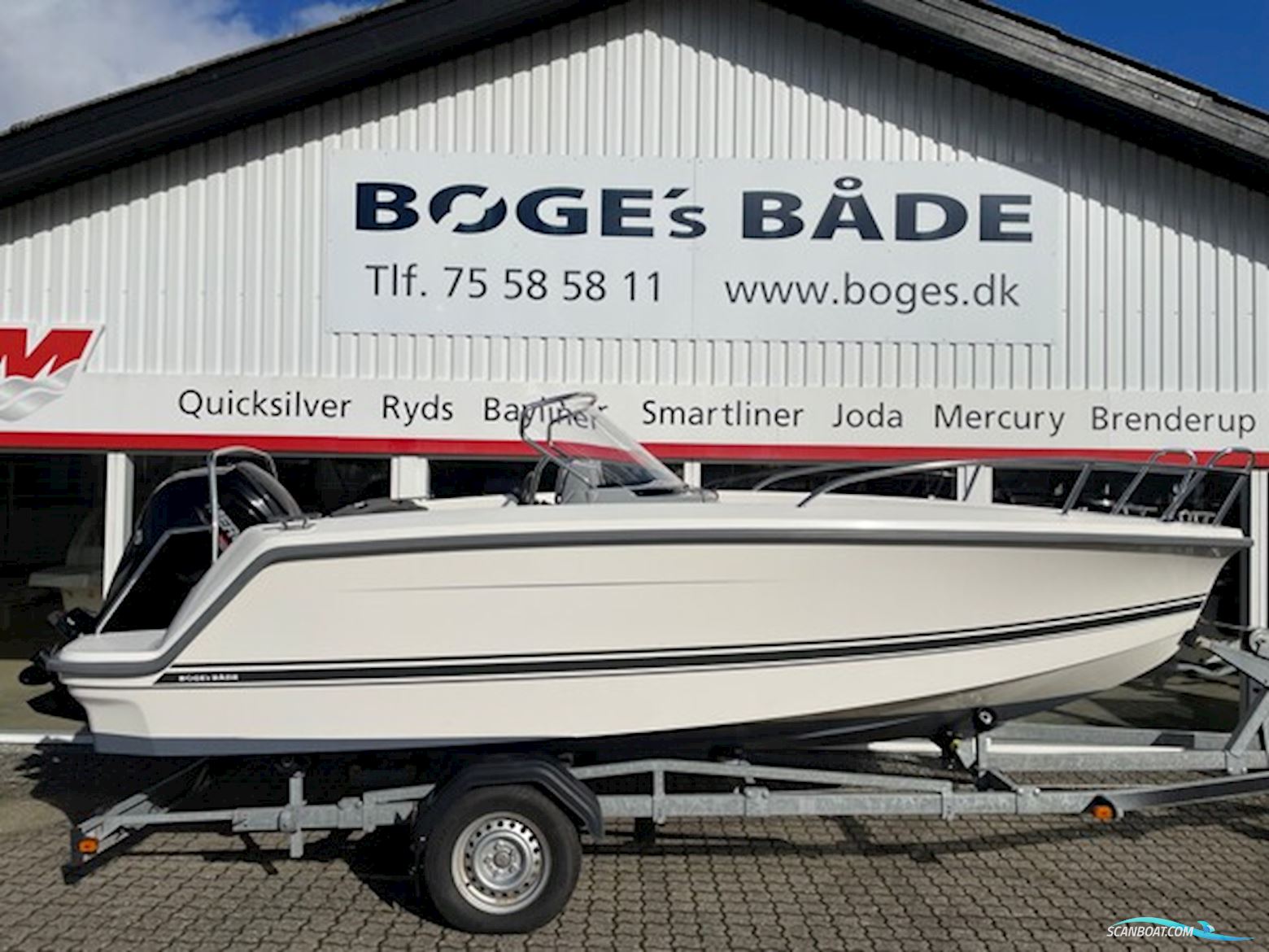Ryds 548 sport med Mercury F100 EFI ELPT og Nysynet Brenderup 1300 kg trailer - Anvisningssalg Motorbåt 2019, med Mercury motor, Danmark