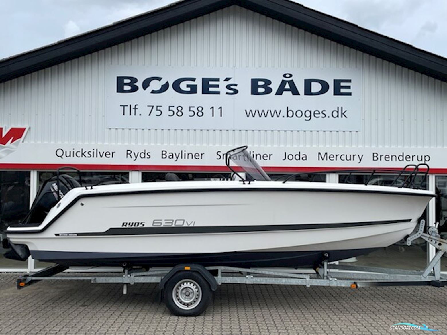 Ryds 630VI Mid-C - F115 Mercury-Efi 2,1L og 201500B Brenderup Premium Bådtrailer Motorbåt 2022, med Mercury motor, Danmark
