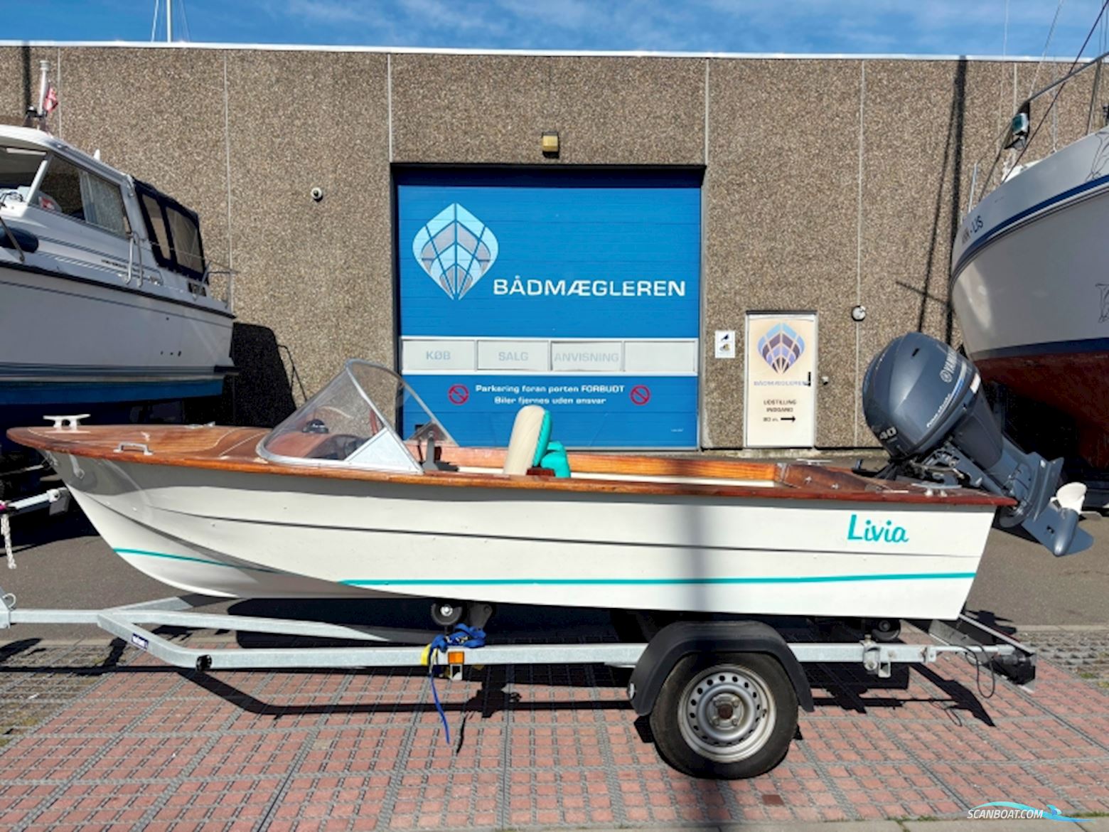 Speedbåd - Retro Mahogni Motorbåt 1975, med Yamaha motor, Danmark