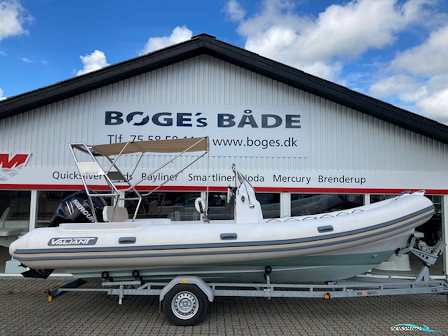 Valiant 685 Classic Rib (Hypalon) Med 200 hk Mercury-Efi Verado DS og 1800 kg Brenderup Trailer - Anvisningssalg Motorbåt 2017, med Mercury motor, Danmark