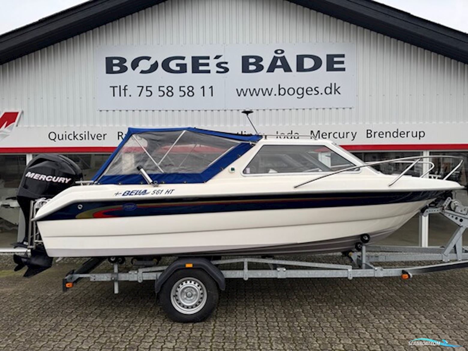 Bella 561 HT med 115 hk Mercury-EFI 4 takt og 1500 kg bådtrailer - Anvisningssalg Motorboat 2007, with Mercury engine, Denmark