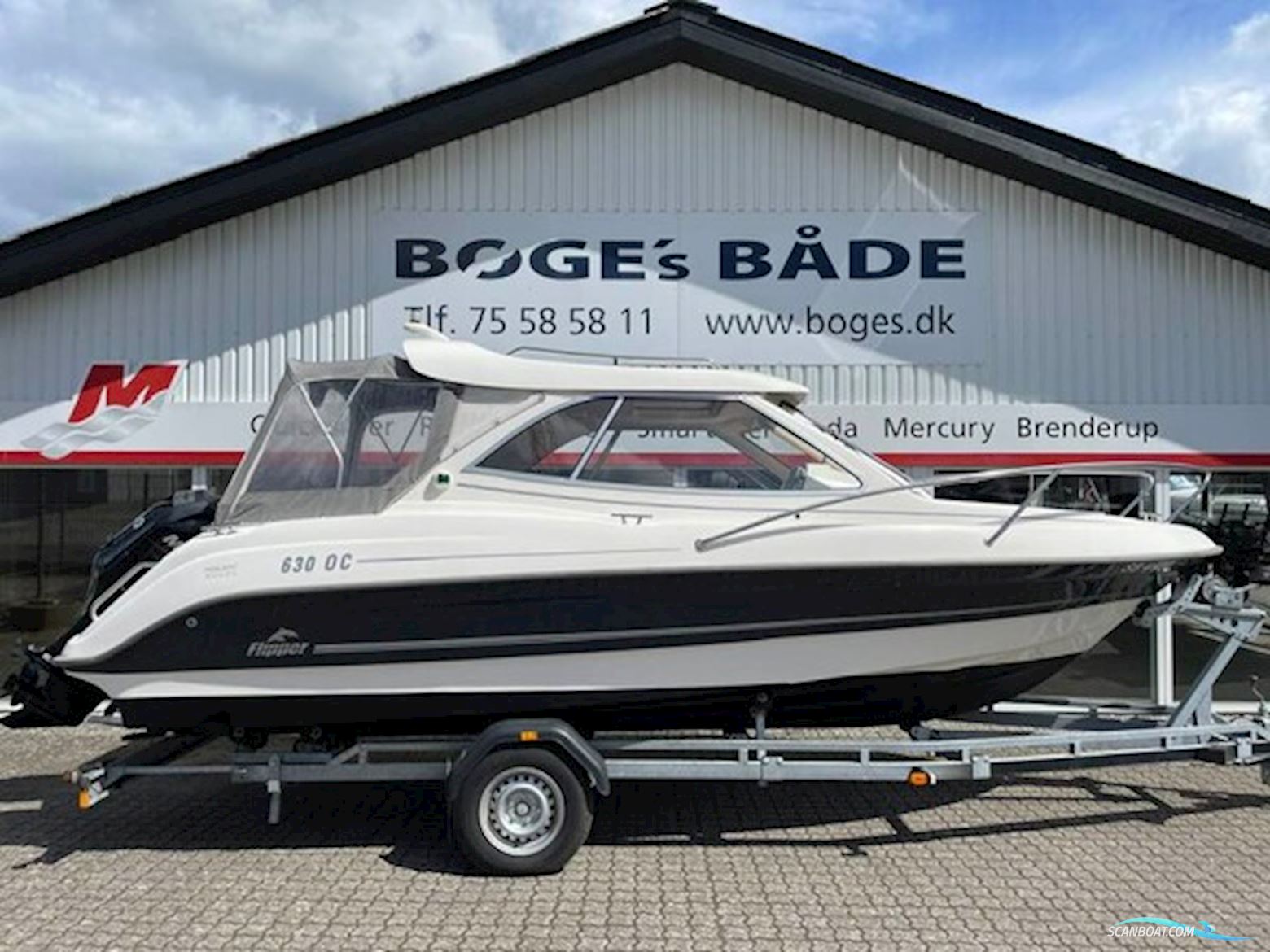 Flipper 630 OC Med F100 Mercury-Efi 4 Takt L4 1,7L og Brenderup Trailer - Anvisningssalg Motorboat 2015, with Mercury engine, Denmark