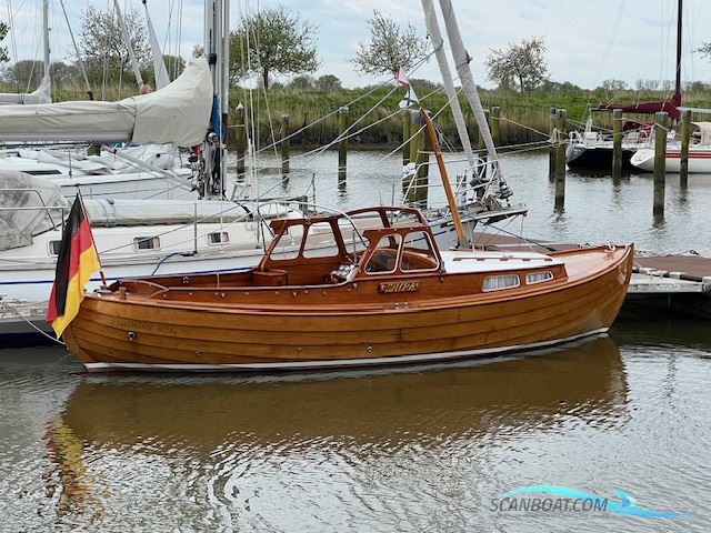 Klassisches Tuckerboot Motorboat 1960, with Peugeot Indoor Diesel engine, Germany