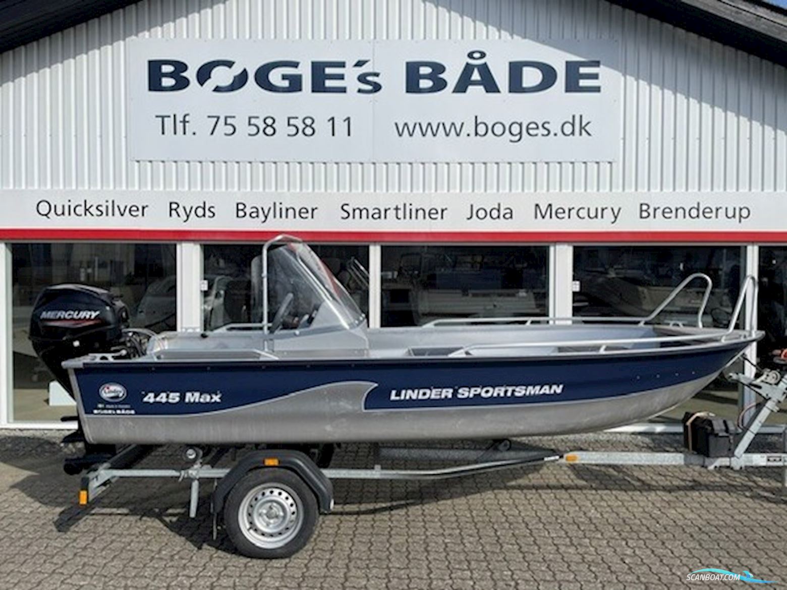Linder 445 Sportsman Max med Mercury F25 ELPT EFI Motorboat 2021, with Mercury engine, Denmark