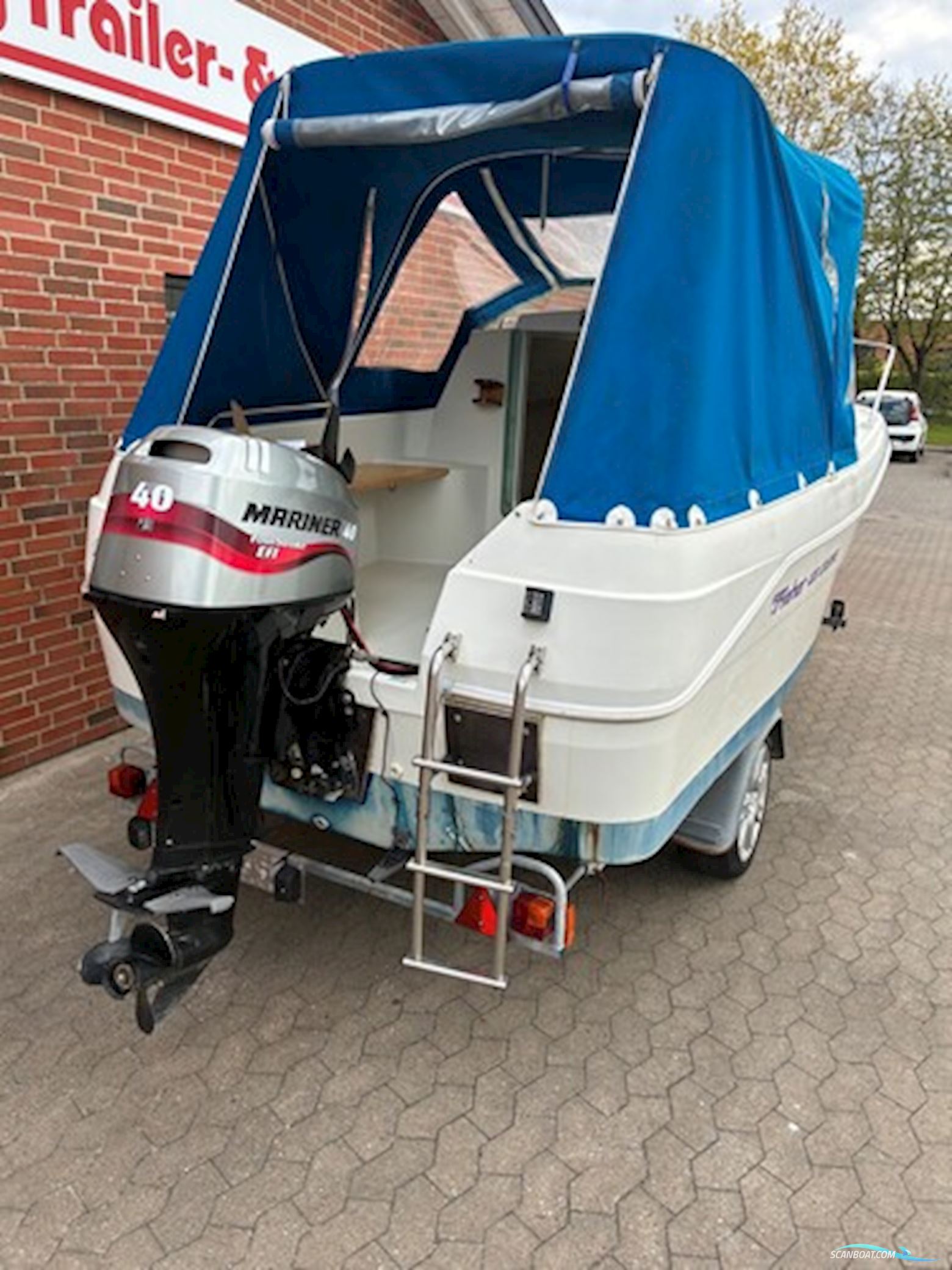 Ørnvik Fisher 435 Cabin m/Mariner F40 hk Efi 4-Takt og Brenderup Trailer - Solgt !