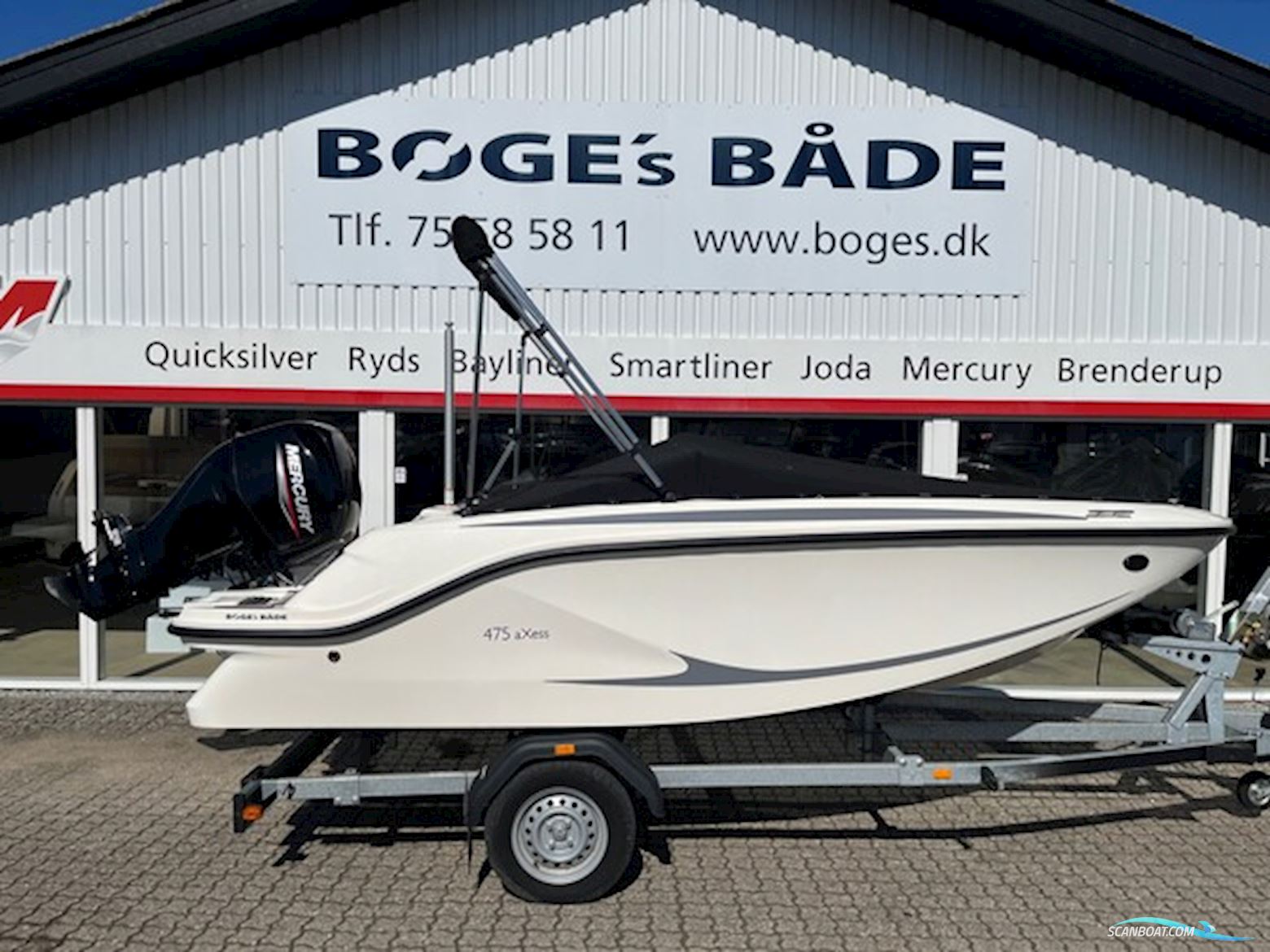 Quicksilver Activ 475 Axess Med 50 hk Mercury-Efi 4 Takt og Brenderup 1000 kg Trailer Motorboat 2022, with Mercury engine, Denmark