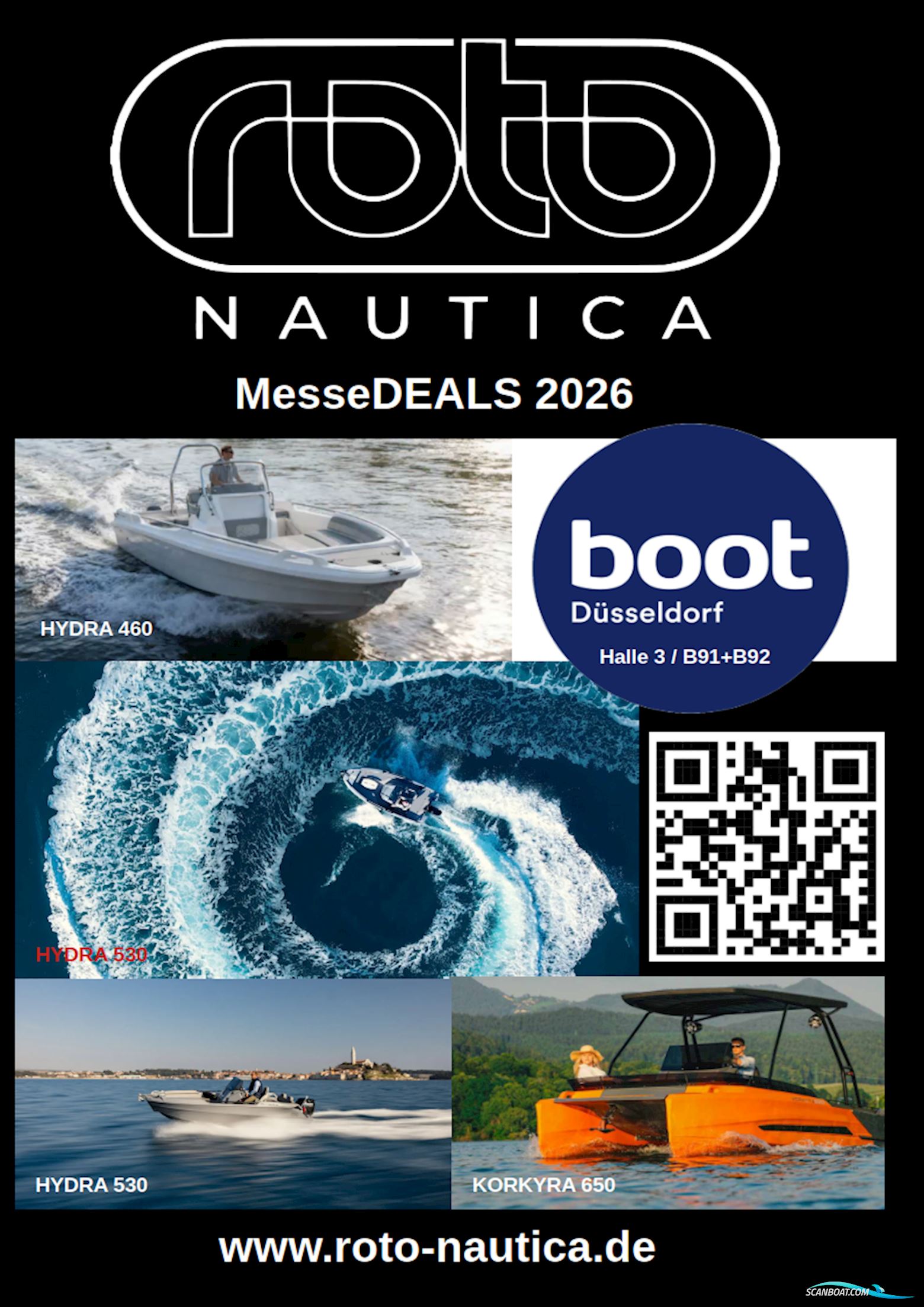 Roto HYDRA 460 Family Motorboat 2026, with HONDA BF 60 LRTU engine, Germany