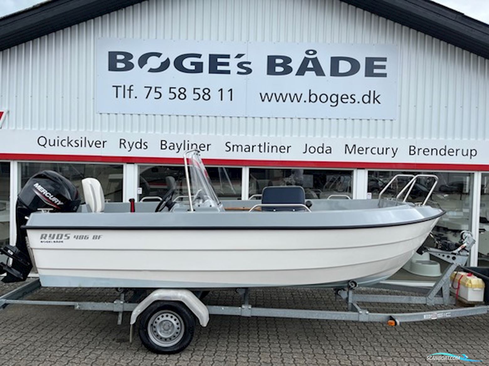 Ryds 486 BF Med 50 hk Mercury-Efi 4 Takt og 1000 kg Brenderup Bådtrailer - Solgt Motorboat 2025, with Mercury engine, Denmark