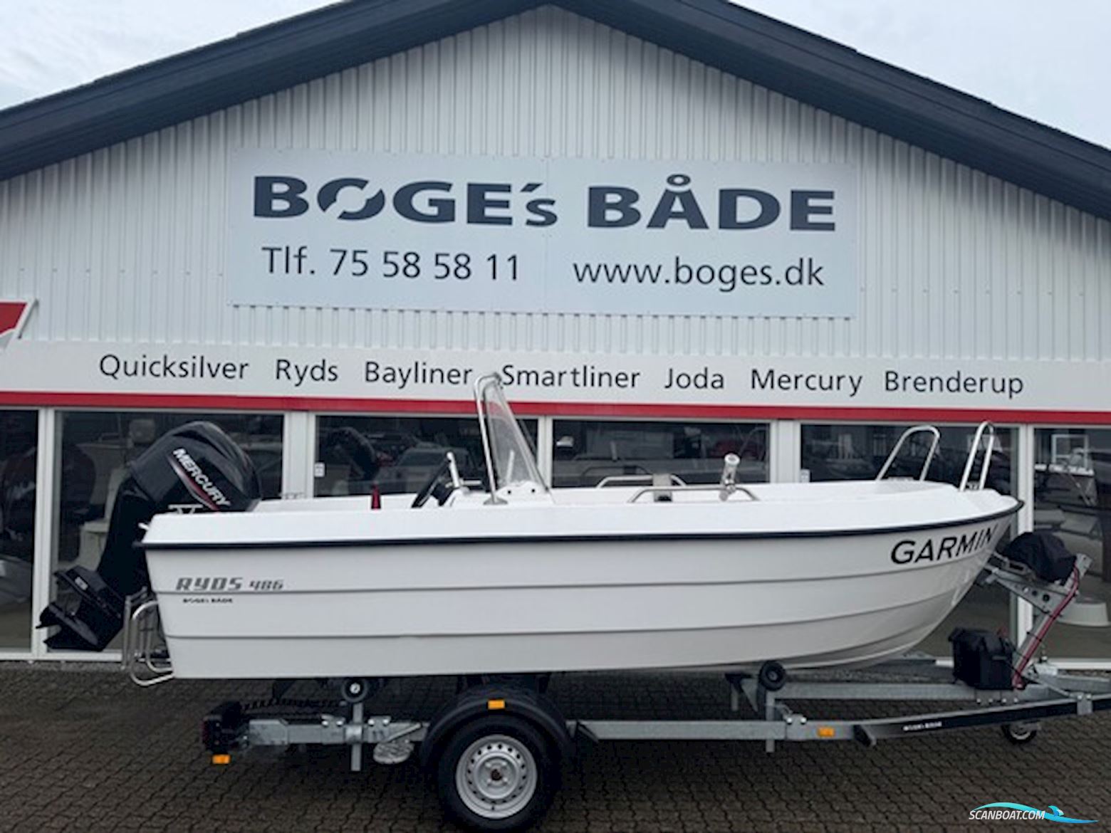Ryds 486 BF Med 50 hk Mercury-Efi 4 Takt og 750 kg Brenderup Ubx Bådtrailer Motorboat 2023, with Mercury engine, Denmark