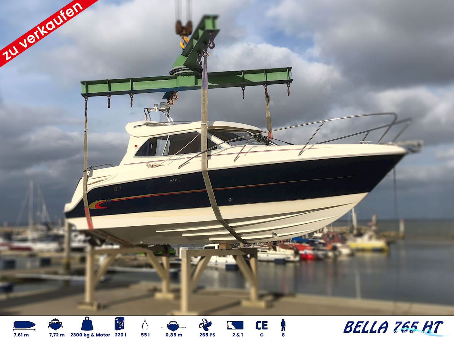Bella 765 HT Motorboot 2012, mit VW Tdi 265-6 motor, Deutschland