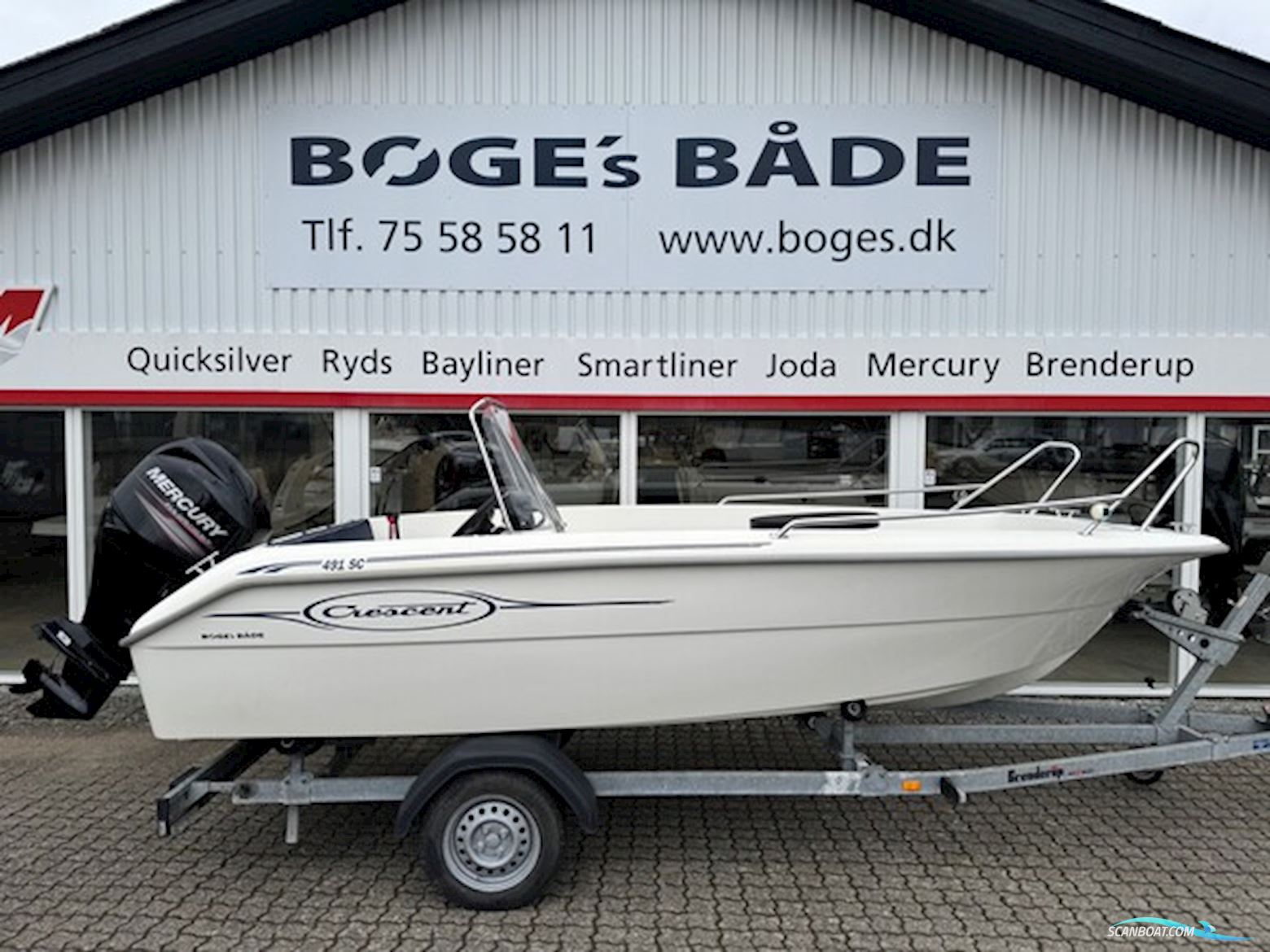 Crescent 491 SC Med 60 hk Mercury-Efi og 750 kg Brenderup 18750UB Bådtrailer Motorboot 2012, mit Mercury motor, Dänemark