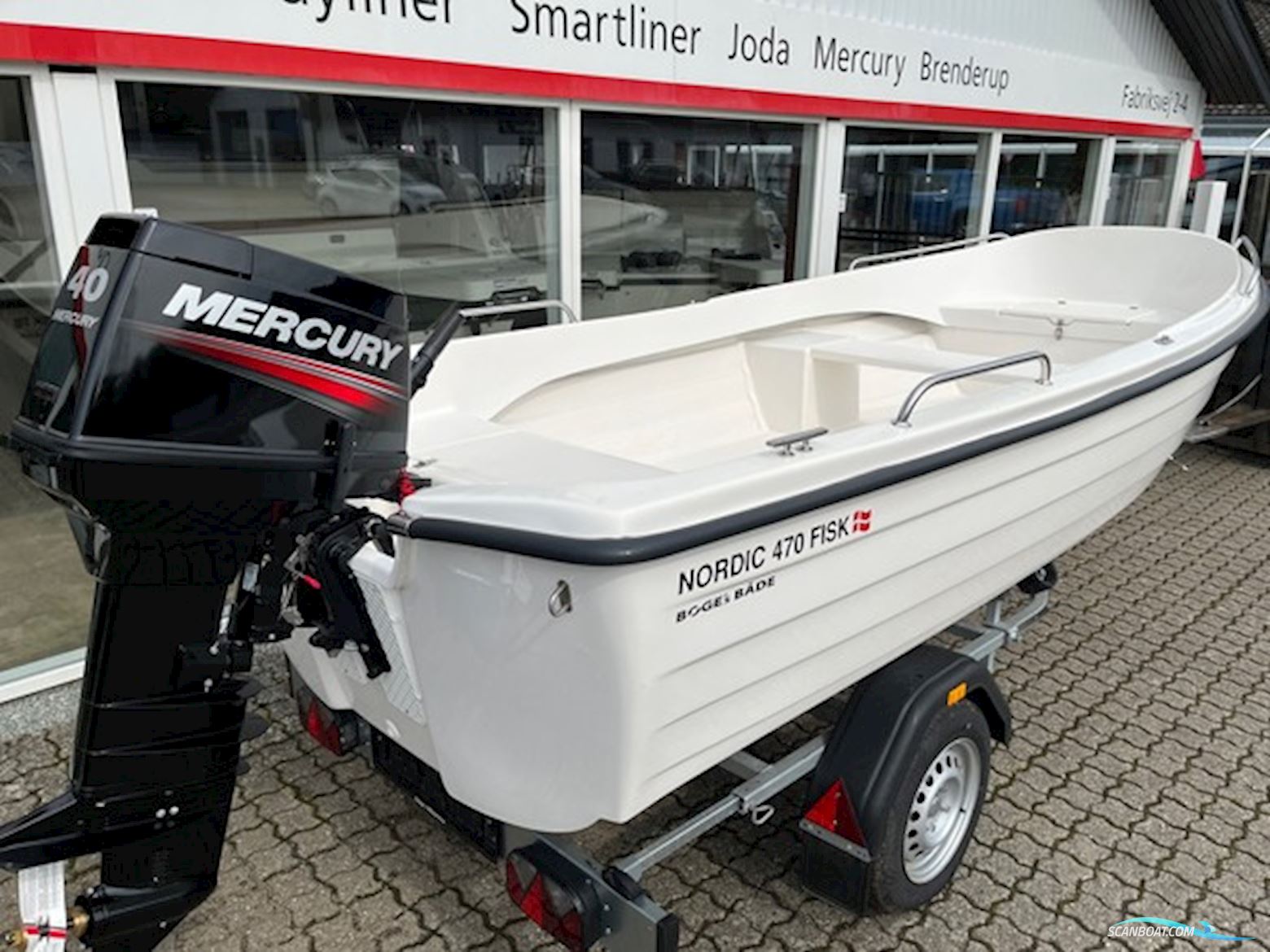 Nordic 470 Fisk Med 40 hk Mercury og 500 kg Brenderup Trailer -