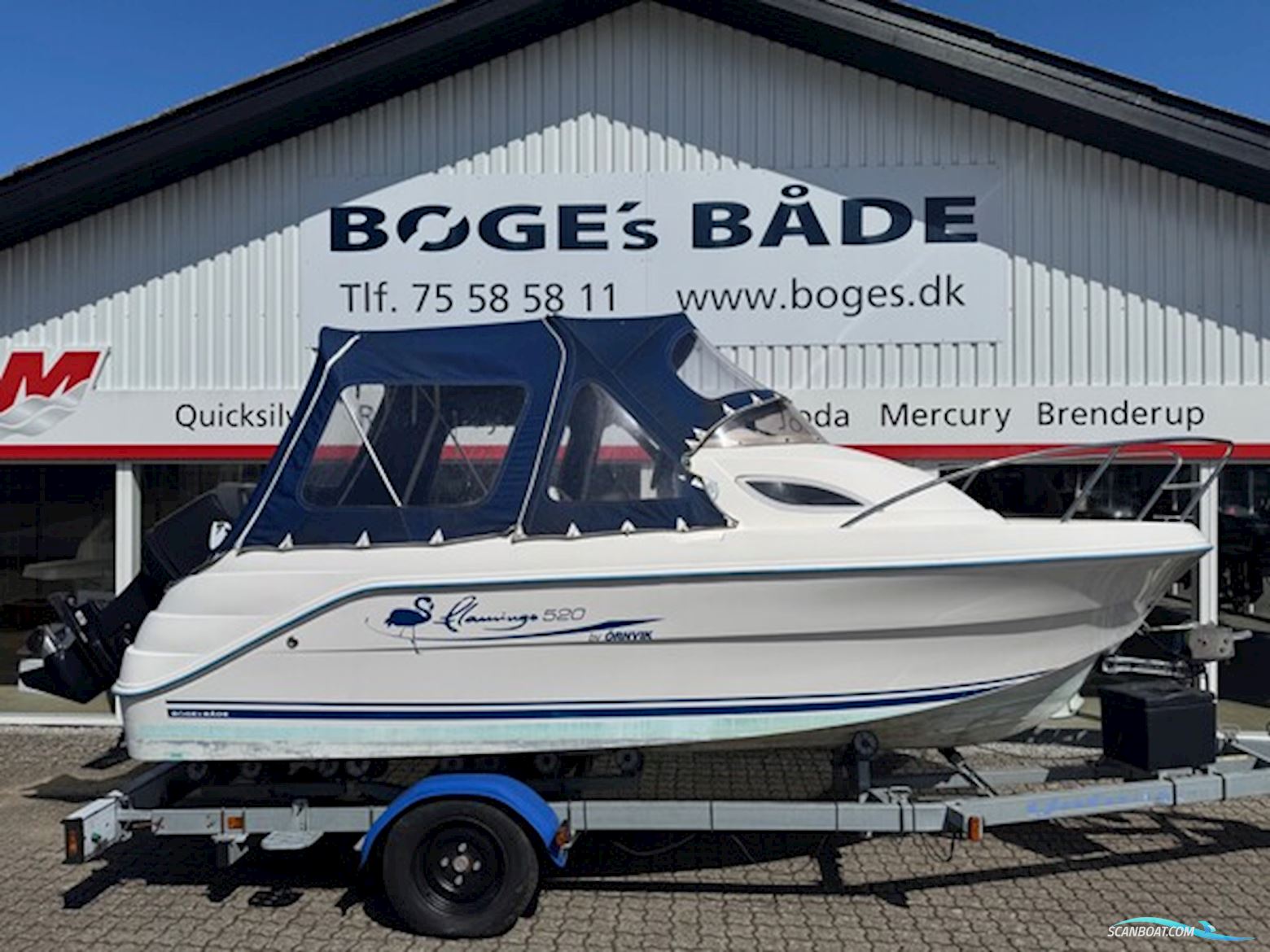 Ørnvik 520 Flamingo Med 90 hk Mercury-Dfi Optimax og Galaxy 1300 kg Bådtrailer- Anvisningssalg Motorboot 2007, mit Mercury motor, Dänemark