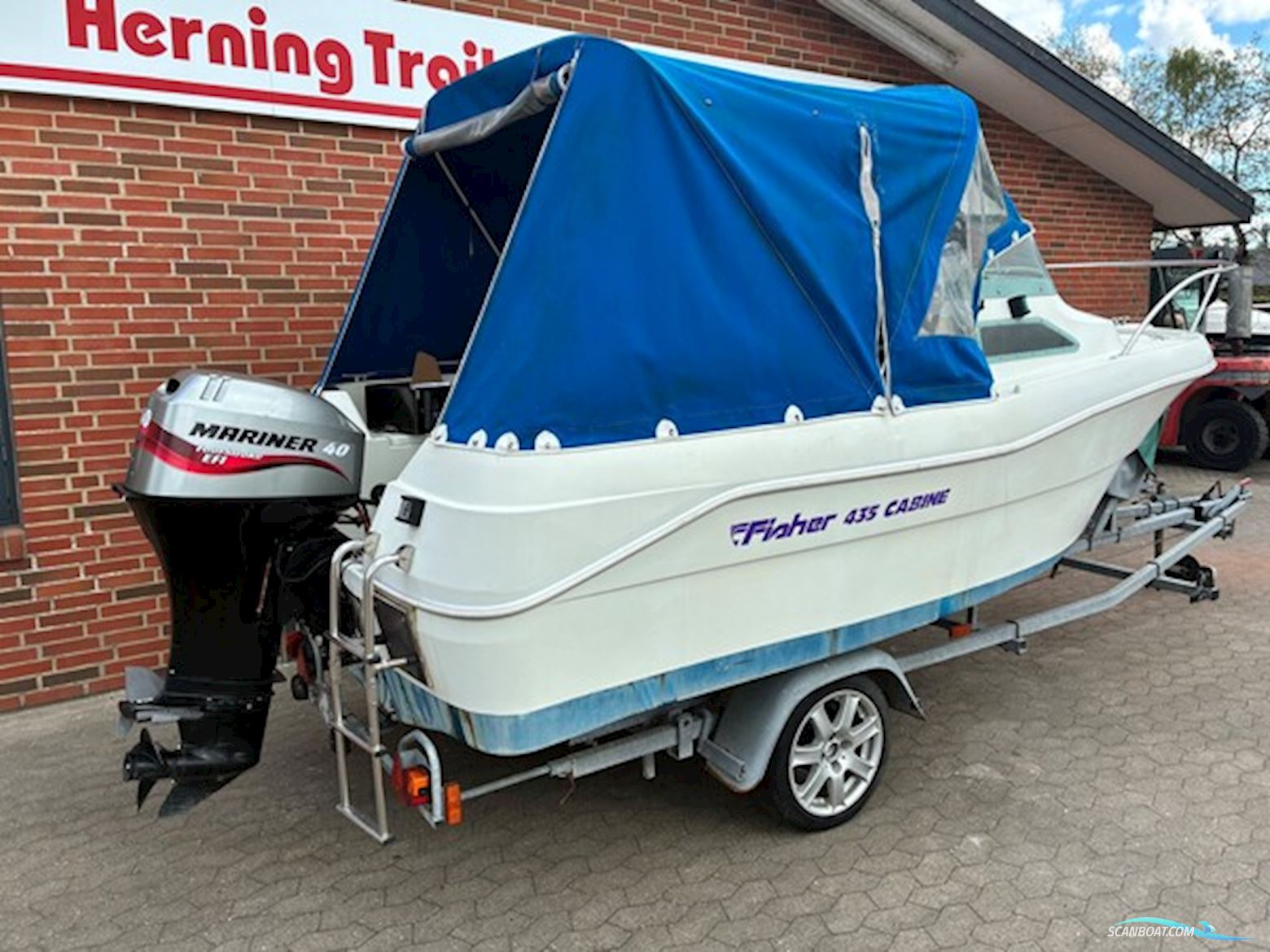 Ørnvik Fisher 435 Cabin m/Mariner F40 hk Efi 4-Takt og Brenderup Trailer - Solgt !