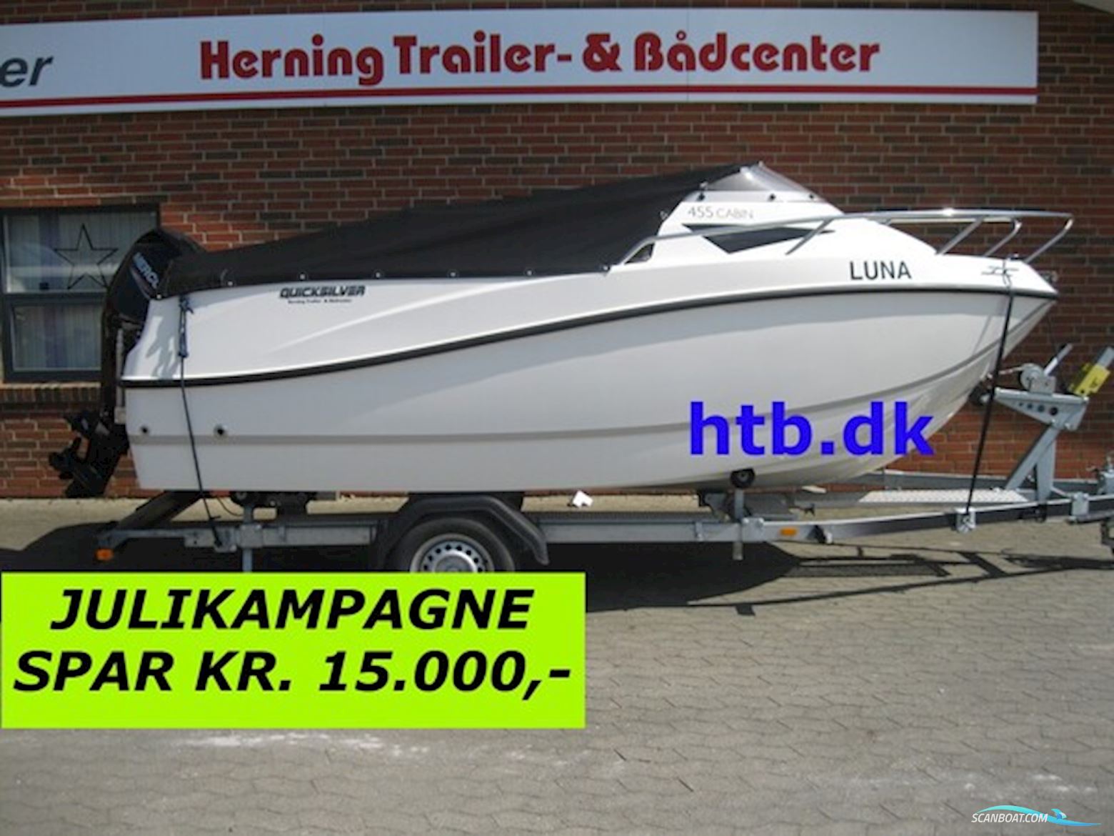 Quicksilver Activ 455 Cabin m/Mercury F50 hk EFI 4-takt og Brenderup trailer - NU NEDSAT KR. 15.000,- ! Motorboot 2020, mit Mercury motor, Dänemark