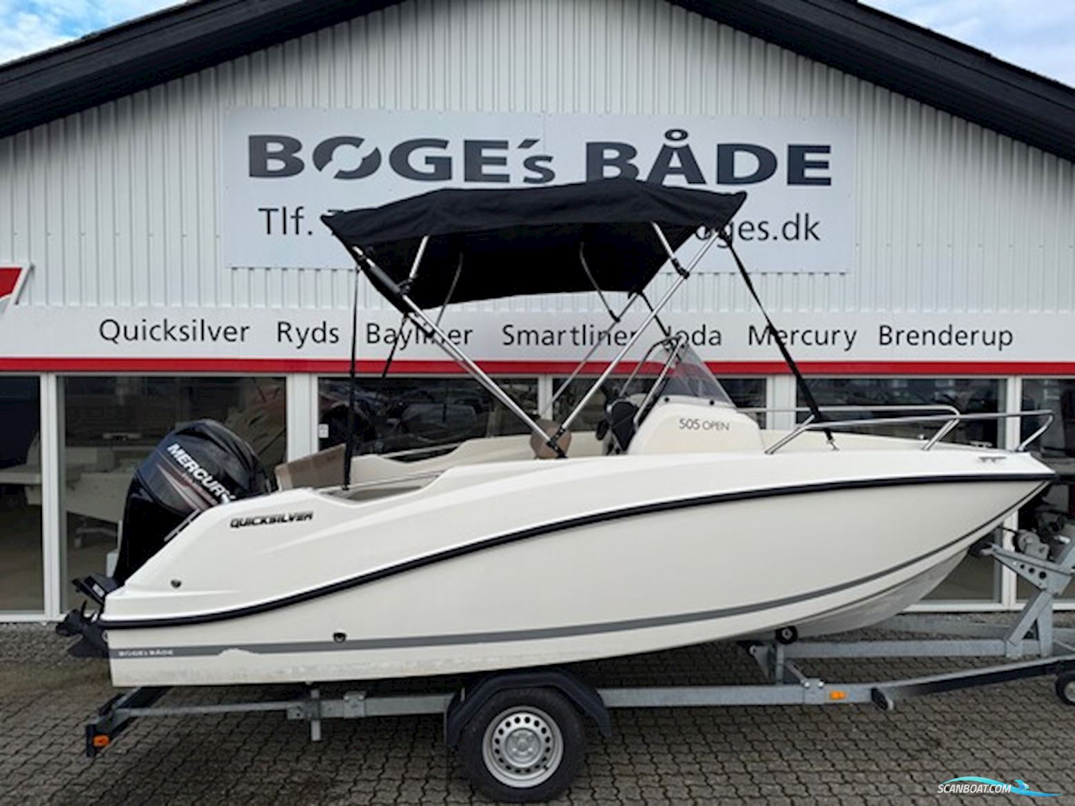Quicksilver Activ 505 Open med F60 Mercury-EFI 4 takt og 1000 kg Brenderup trailer. Motorboot 2025, mit Mercury motor, Dänemark
