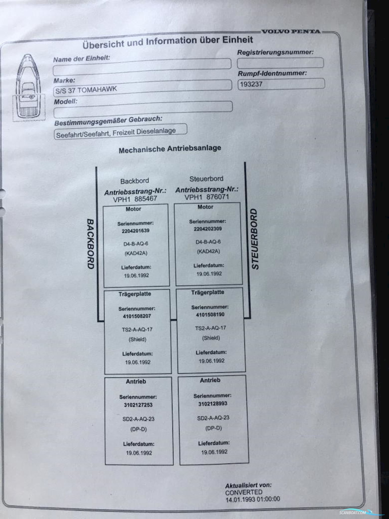 Sunseeker Tomahawk 37 MK 2