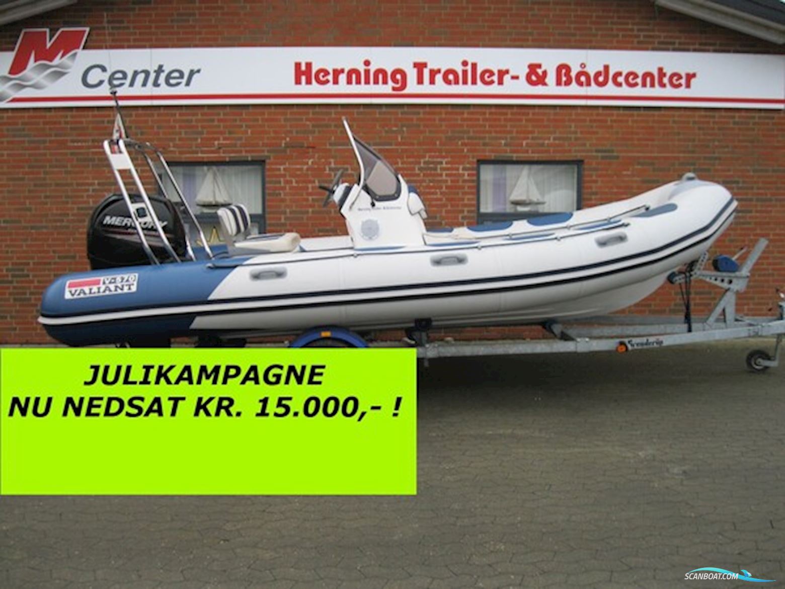 Valiant V-570 Rib m/Mercury F150 hk Efi 4-Takt og Brenderup Trailer - NU Nedsat KR. 15.000,- ! Motorboot 2008, mit Mercury motor, Dänemark