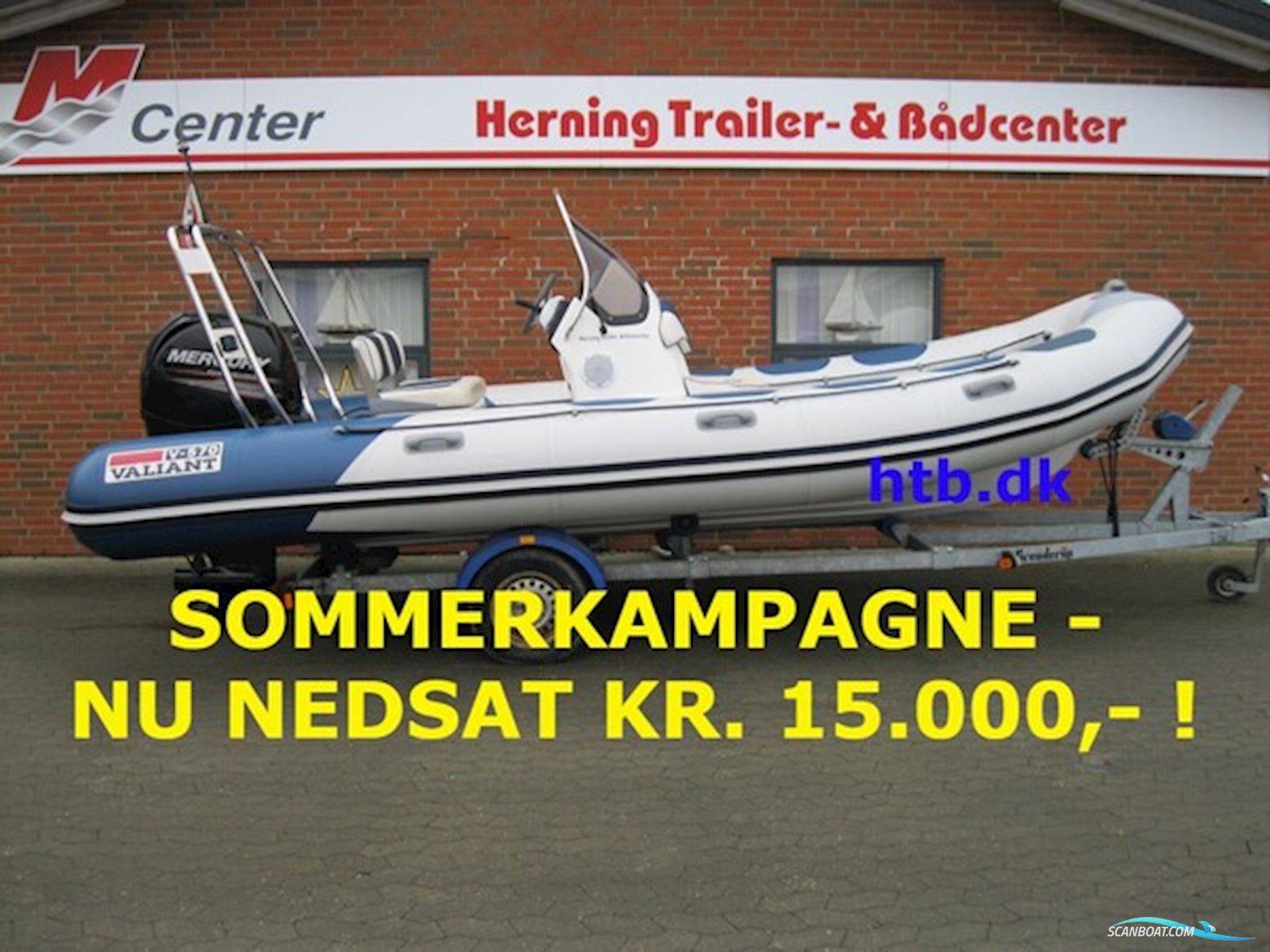 Valiant V-570 Rib m/Mercury F150 hk Efi 4-Takt og Brenderup Trailer - NU Nedsat KR. 15.000,- ! Motorboot 2008, mit Mercury motor, Dänemark