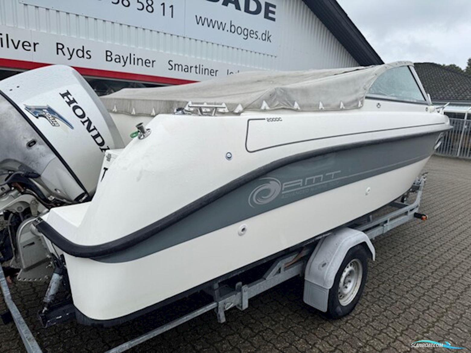 AMT 200 DC med 135 hk Honda-EFI 4 takt og 1800 kg Brenderup bådtrailer - Anvisningssalg
