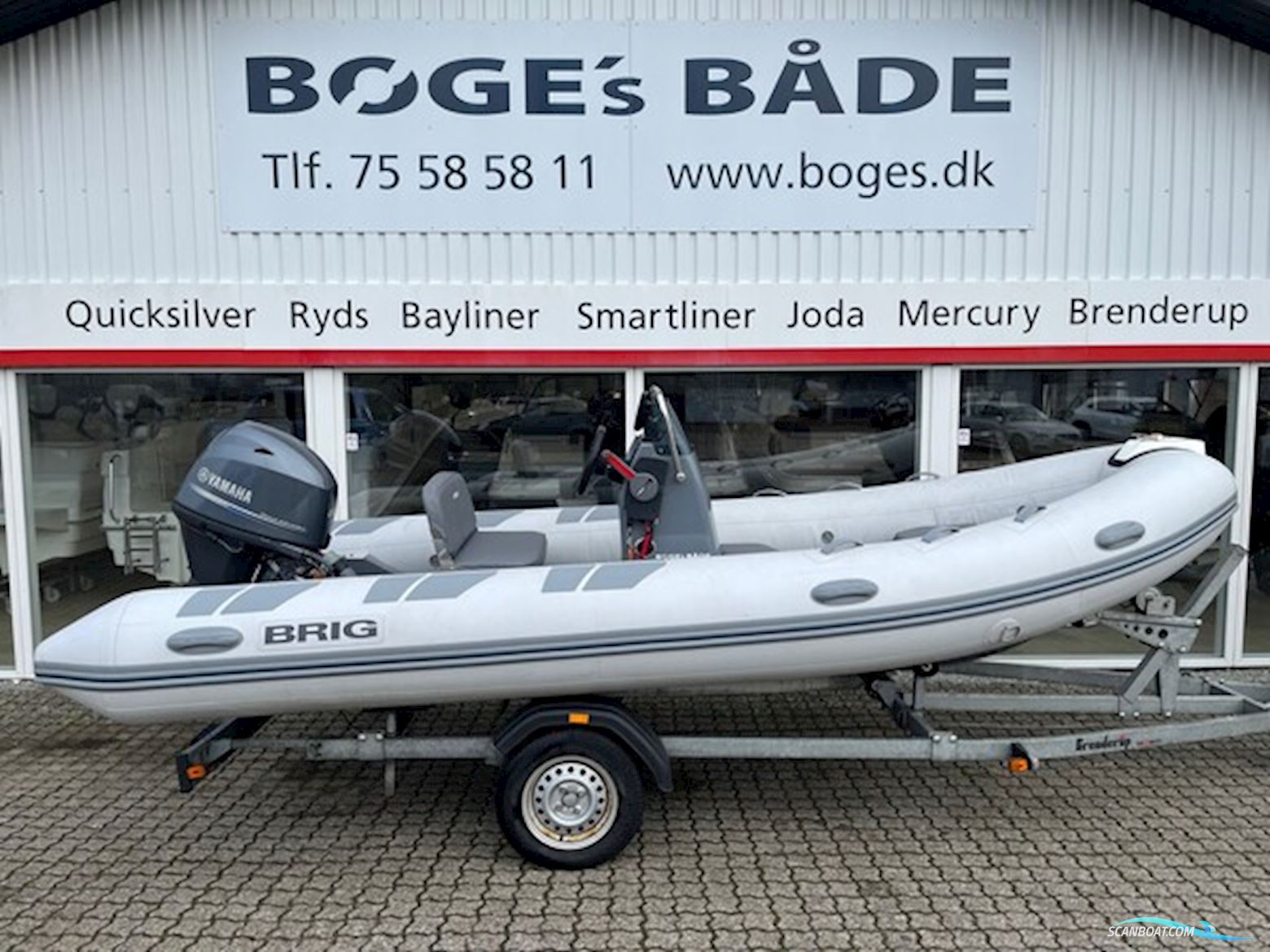 Brig Falcon Rider F500L med 60 hk Yamaha-EFI 4 takt og 1000 kg Brenderup bådtrailer Motorboten 2022, met Yamaha motor, Denemarken