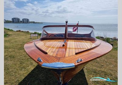 Classic Mahogany Daycruiser Motorboten 1965, met Johnson motor, Denemarken