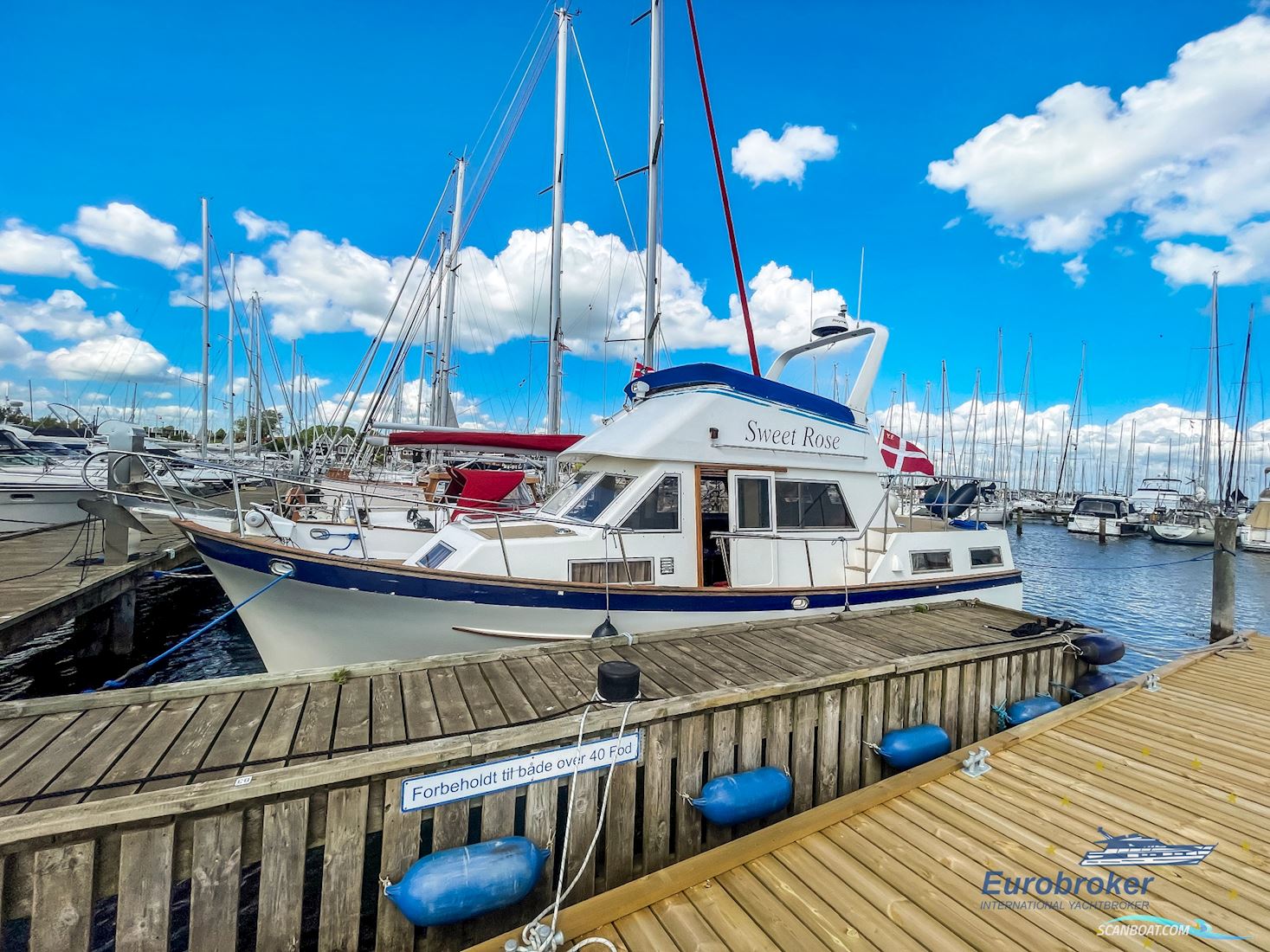 CT 35 Sun Deck Trawler Motorboten 1988, met Ford Lehman 2 x 90 HP motor, Denemarken