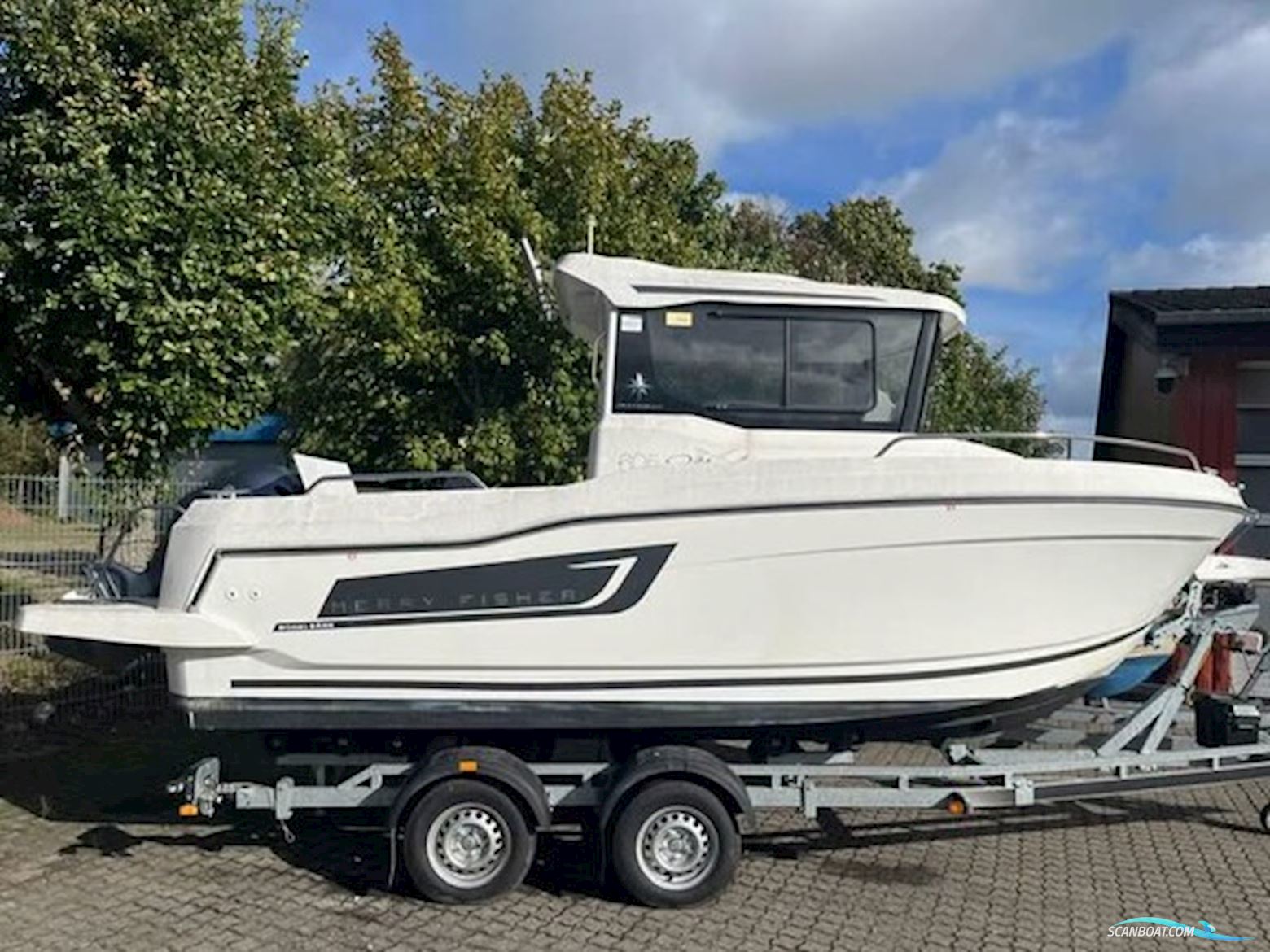Jeanneau 605 Merry Fisher Marlin Nordic Line Med 100 hk Yamaha-Efi 4 Takt og 2000 kg Brenderup Asr Trailer Med el-Spil Motorboten 2019, met Yamaha motor, Denemarken