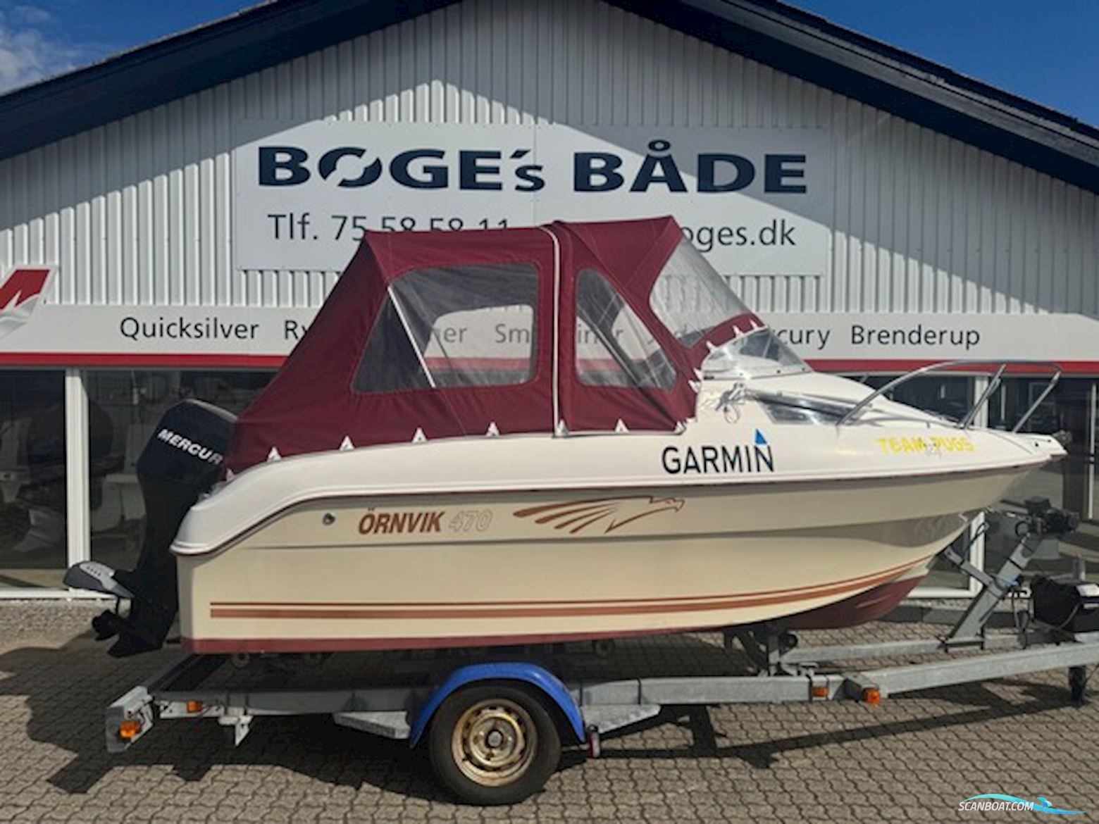 Örnvik 470 Cruiser Med 50 hk Mercury-Efi 4 Takt og 1000 kg Galaxy Bådtrailer Motorboten 2007, met Mercury motor, Denemarken