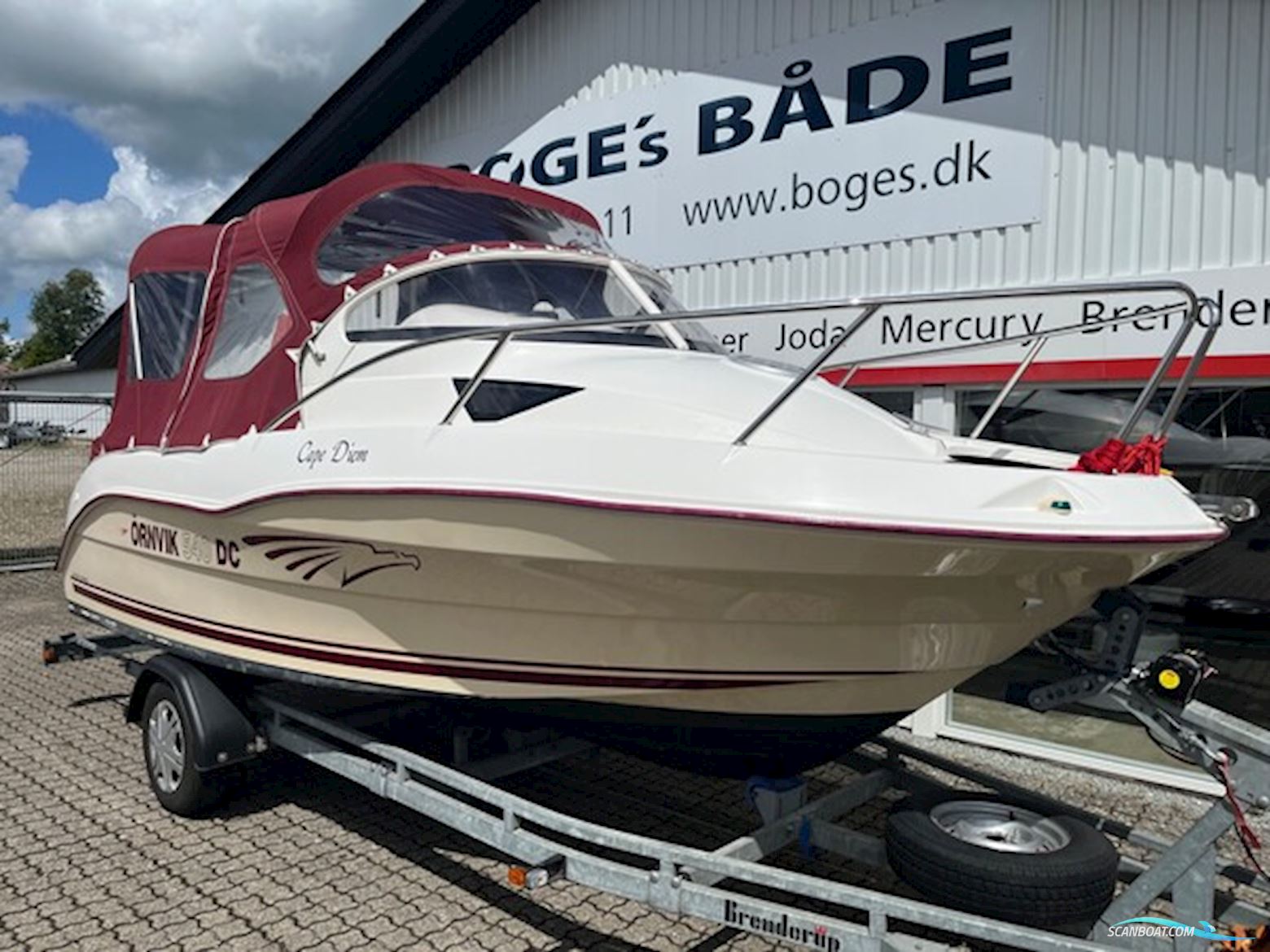 Ørnvik 540 Cruiser Med F75 Mercury 1,6L 16V 4 Takt og 1500 kg Brenderup 8220B Trailer