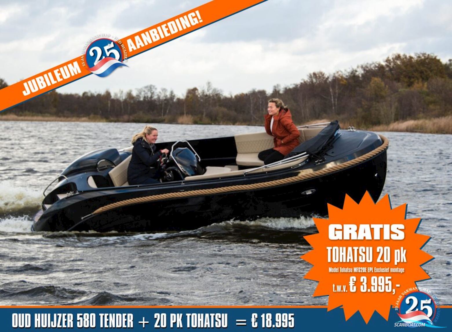 Oudhuijzer 580 Tender Jubileum, nu Met Gratis Tohatsu 20 pk Motorboten 2025, The Netherlands