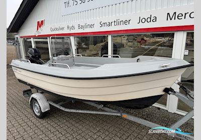 Ryds 438 BF Big Fish med F20 Mercury ELPT 4 takt og 500 kg Brenderup bådtrailer Motorboten 2017, met Mercury motor, Denemarken