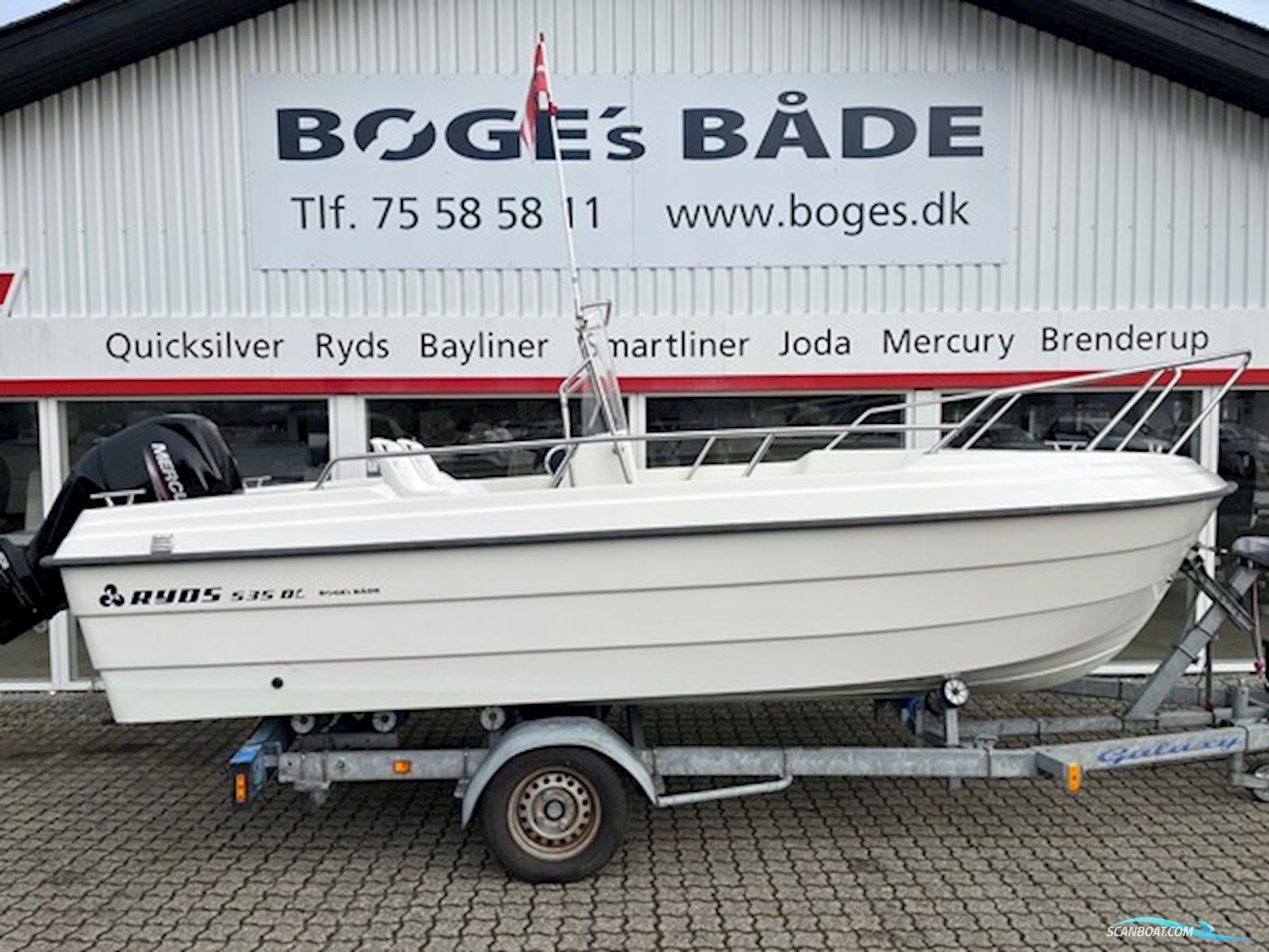 Ryds 535 DL Med 60 hk Mercury-Efi 4 Takt og 1000 kg Galaxy Bådtrailer Motorboten 2005, met Mercury motor, Denemarken