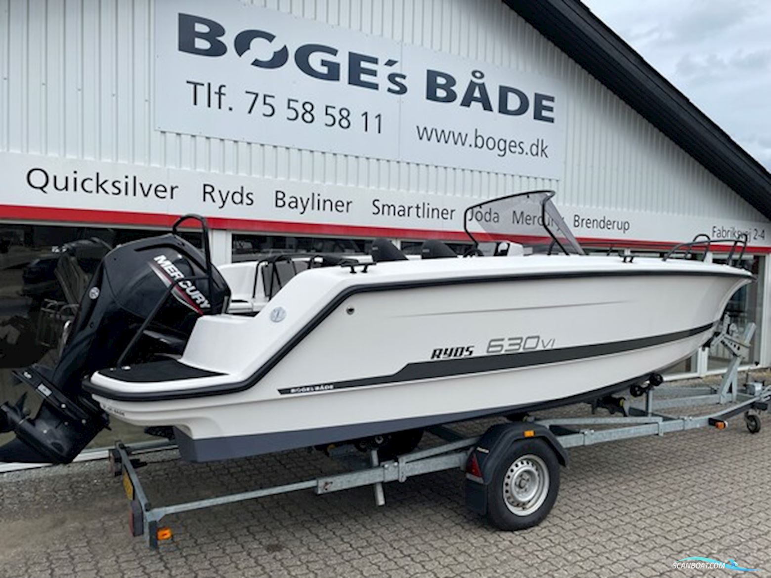 Ryds 630VI Mid-C - F115 Mercury-Efi 2,1L og 201500B Brenderup Premium Bådtrailer