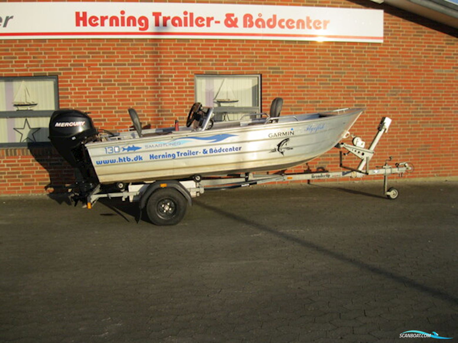 Smartliner 130 alu m/Mercury F25hk 4-takt og Brenderup trailer Motorboten 2014, met Mercury motor, Denemarken