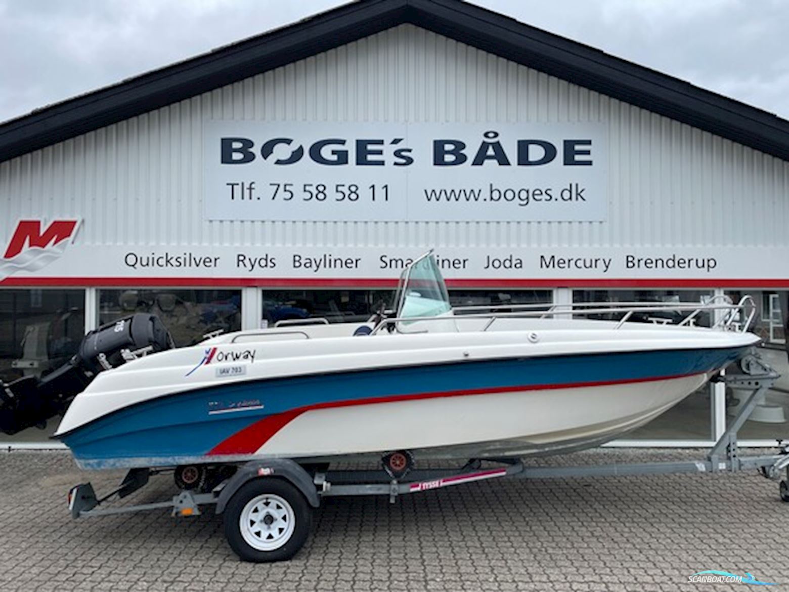 X enes Explorer 570 med Mercury 115 HK Optimax og Tysse Bådtrailer Motorboten 2004, met Mercury motor, Denemarken