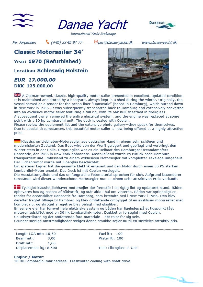 Classic Motor Sailer 34'